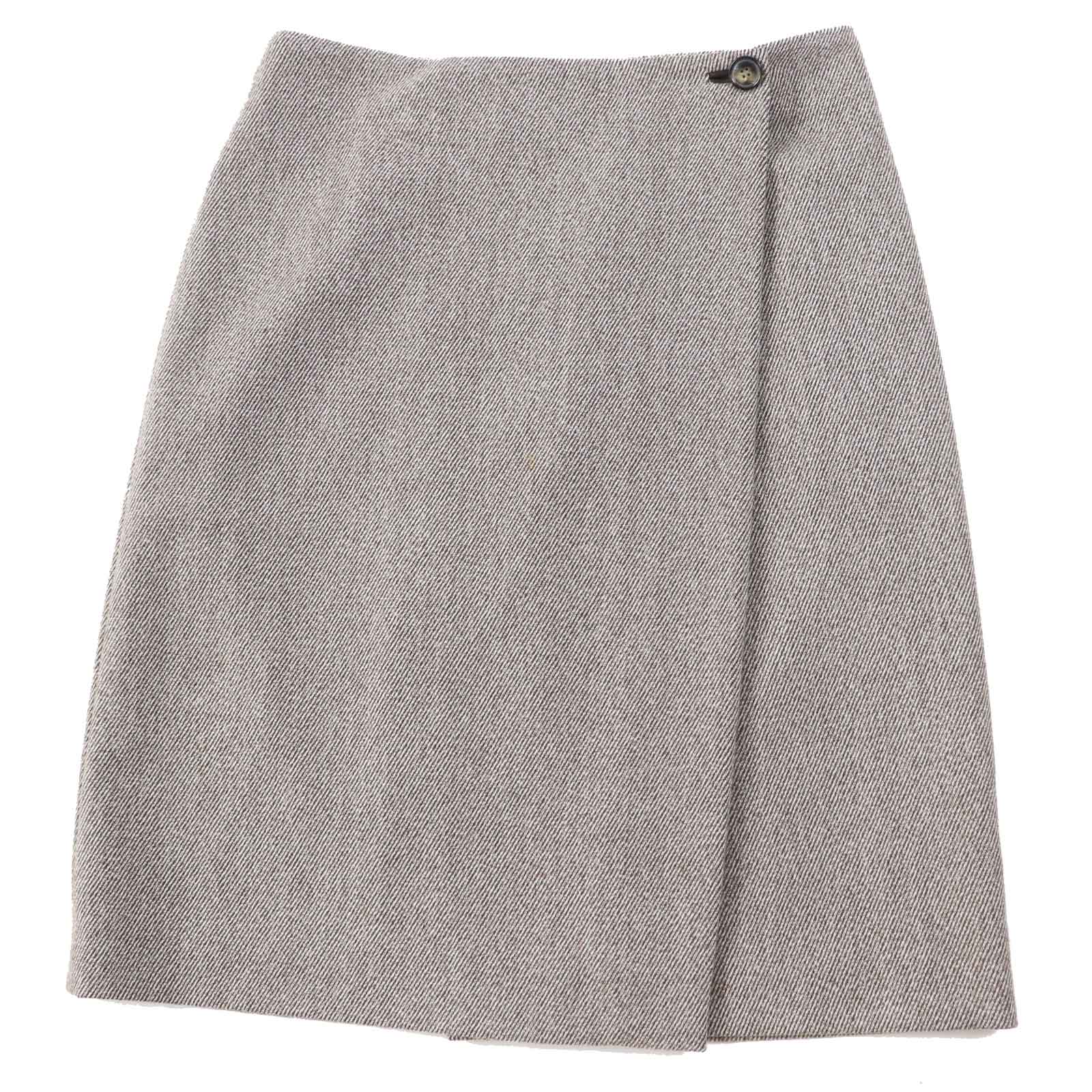 Loro Piana Wool Silk Wrap Skirt Brown 42