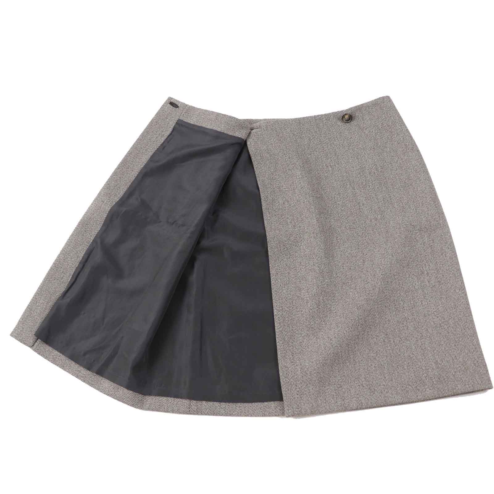 Loro Piana Wool Silk Wrap Skirt Brown 42