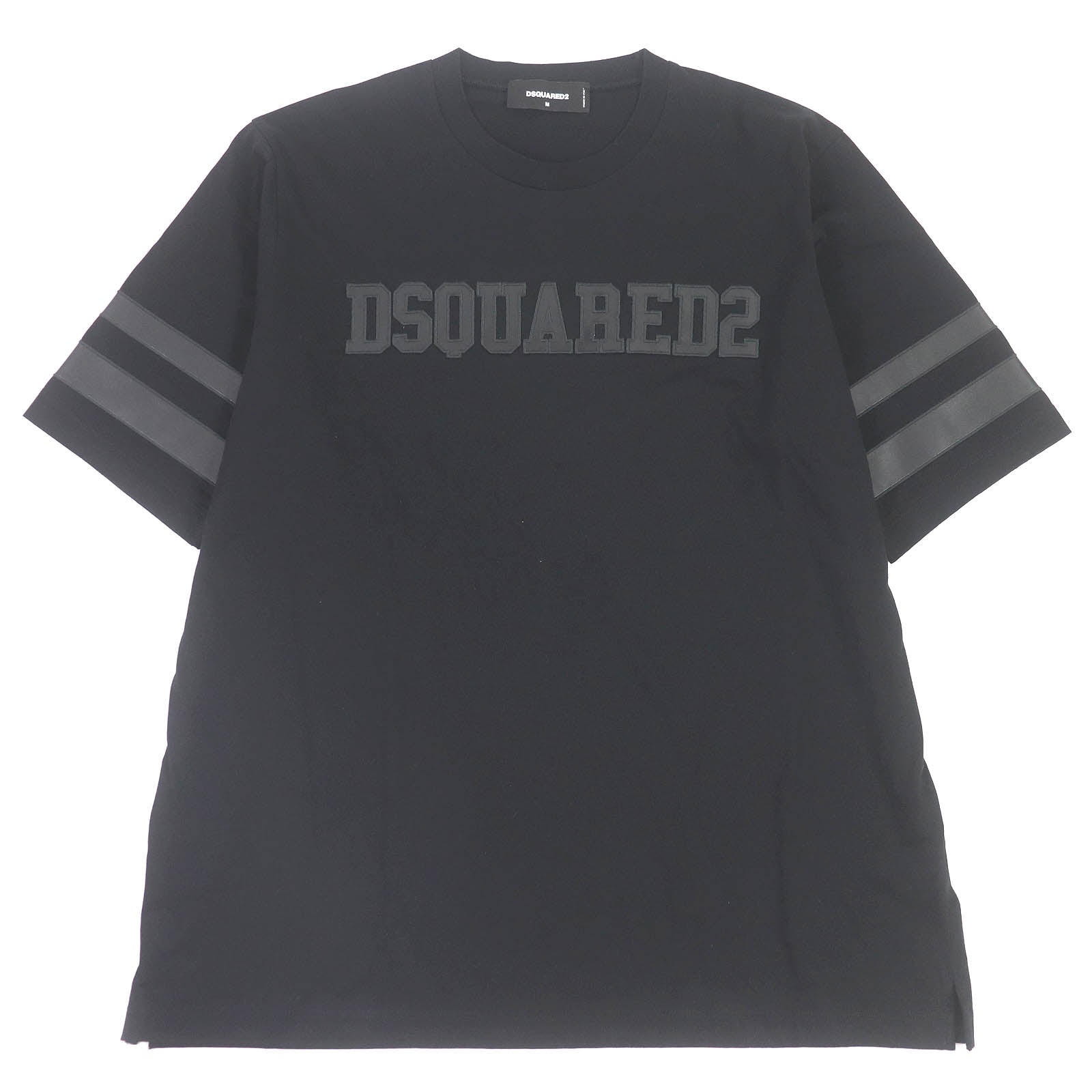 DSQUARED2 Cotton Logo Patch Faux Leather Oversized T-Shirt