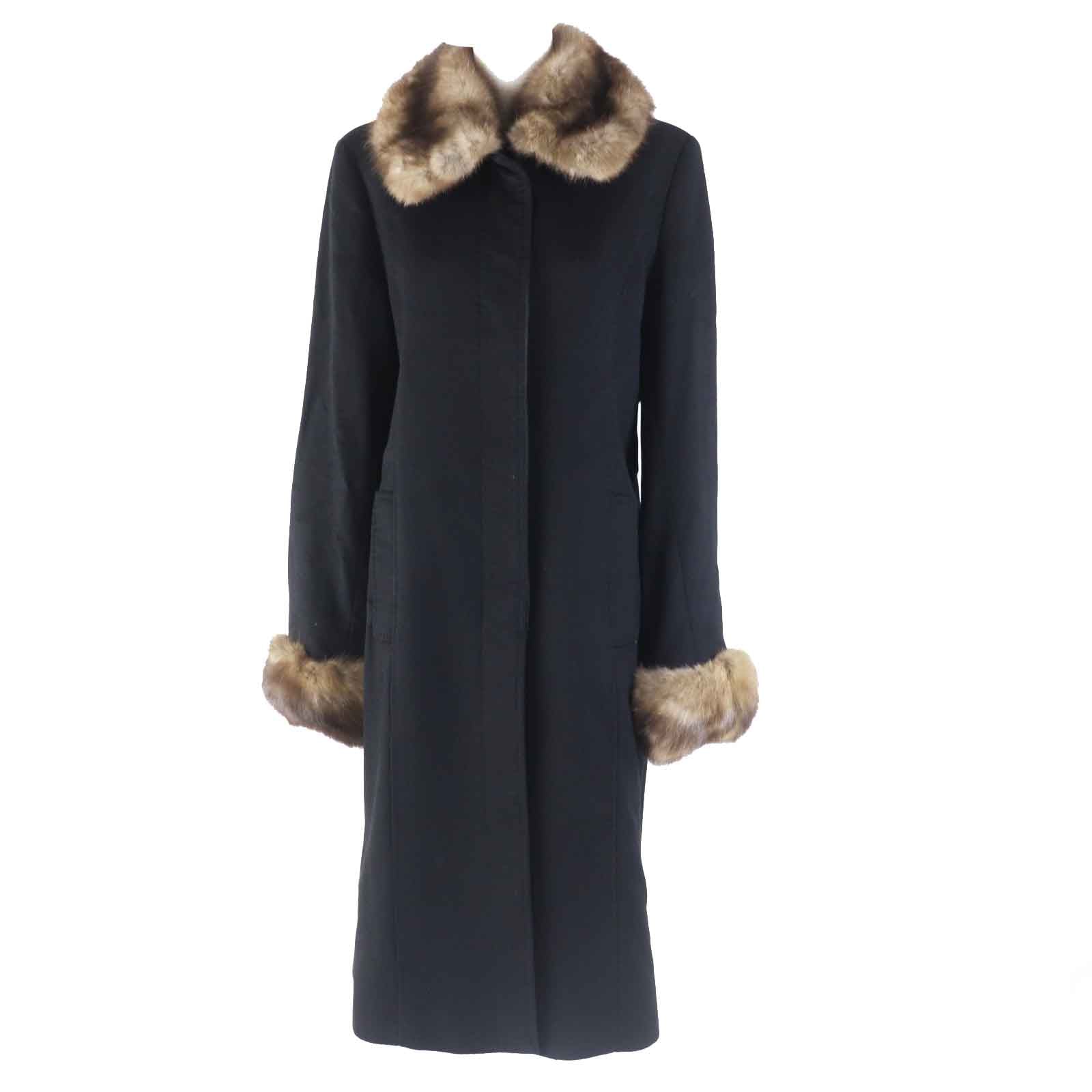 Mila Schon Cashmere Sable Fur Coat Black M