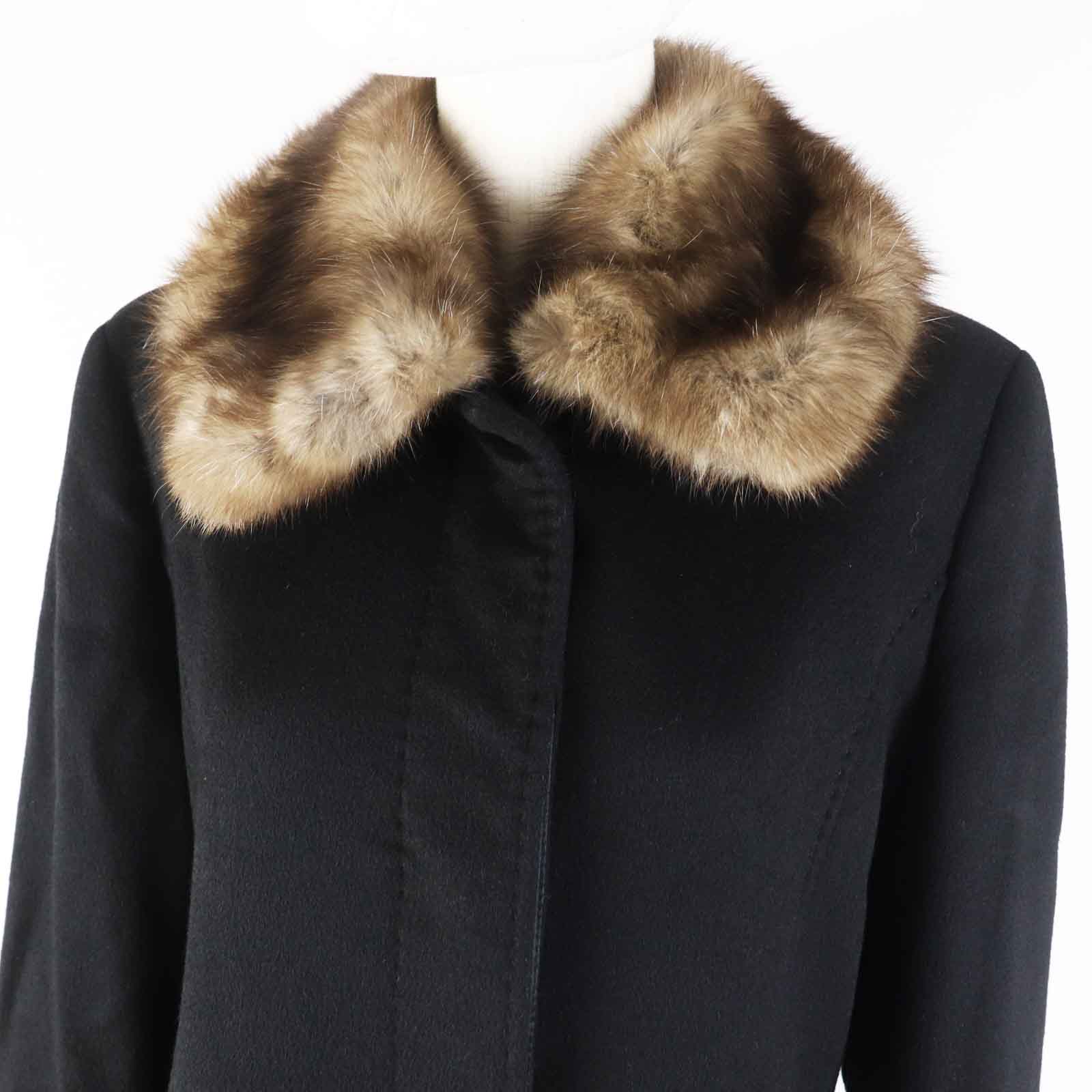 Mila Schon Cashmere Sable Fur Coat Black M