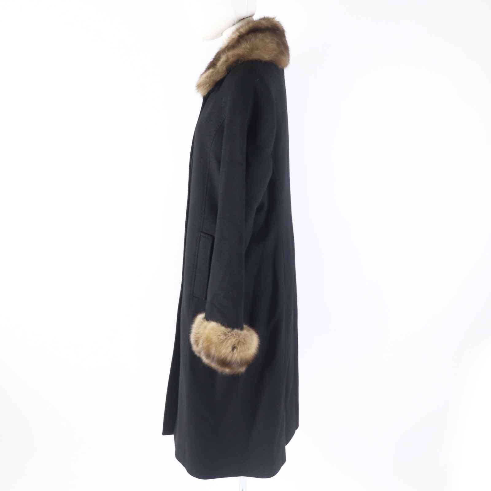 Mila Schon Cashmere Sable Fur Coat Black M