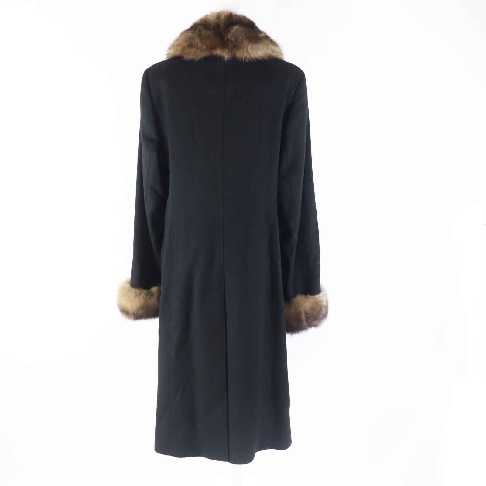 Mila Schon Cashmere Sable Fur Coat Black M