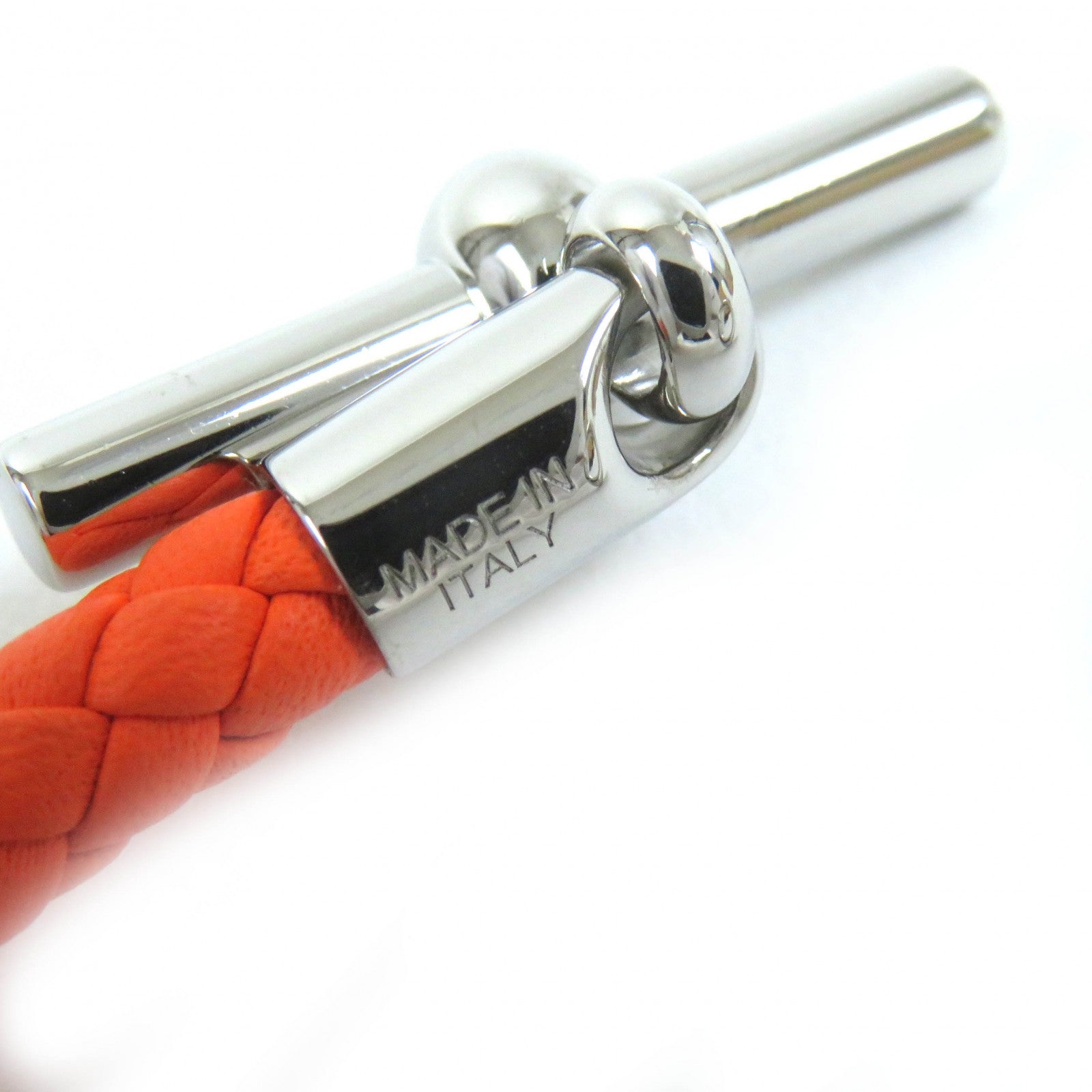 Hermes Grenan Silver Bracelet Leather Orange