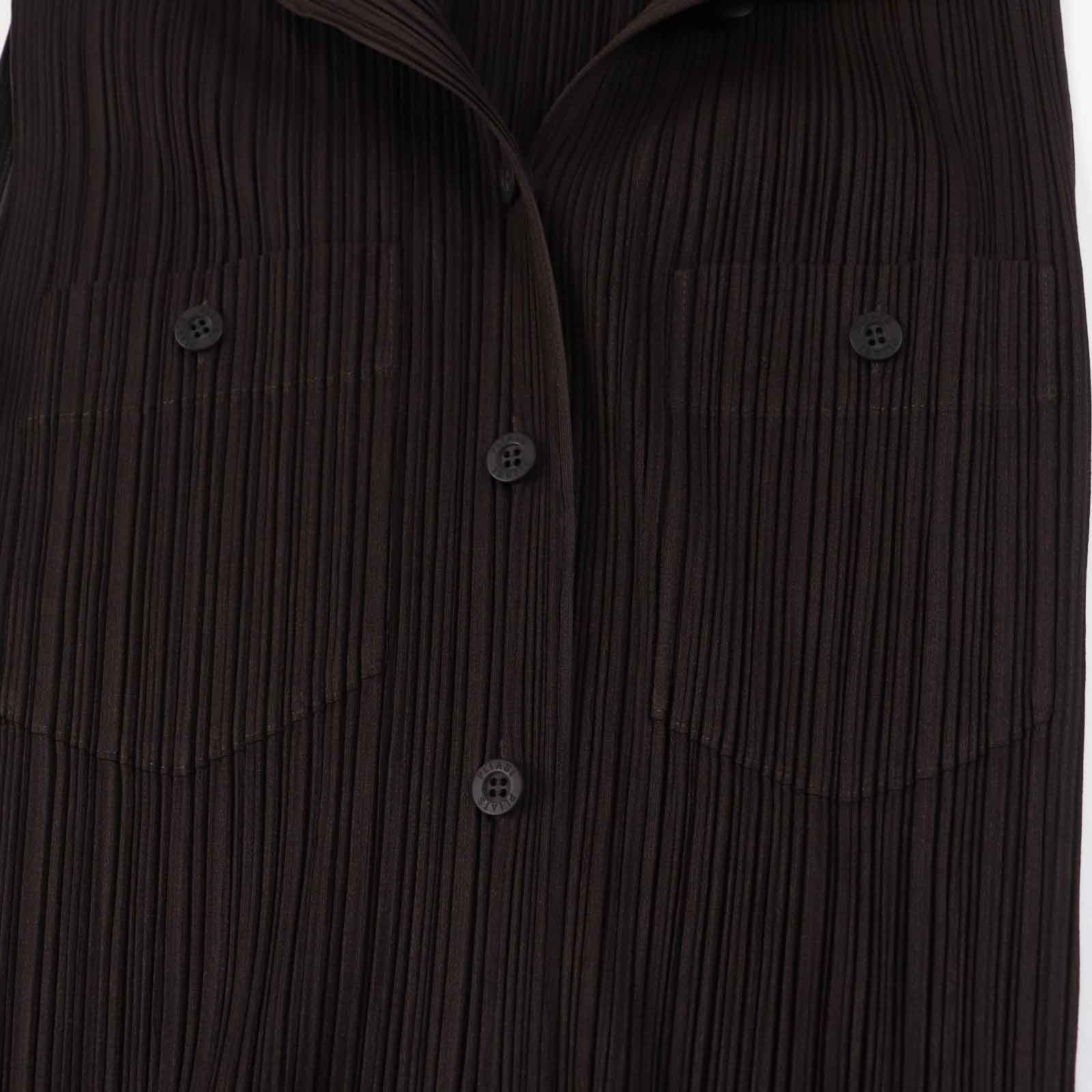 PLEATS PLEASE Polyester Sleeveless Shirt Brown