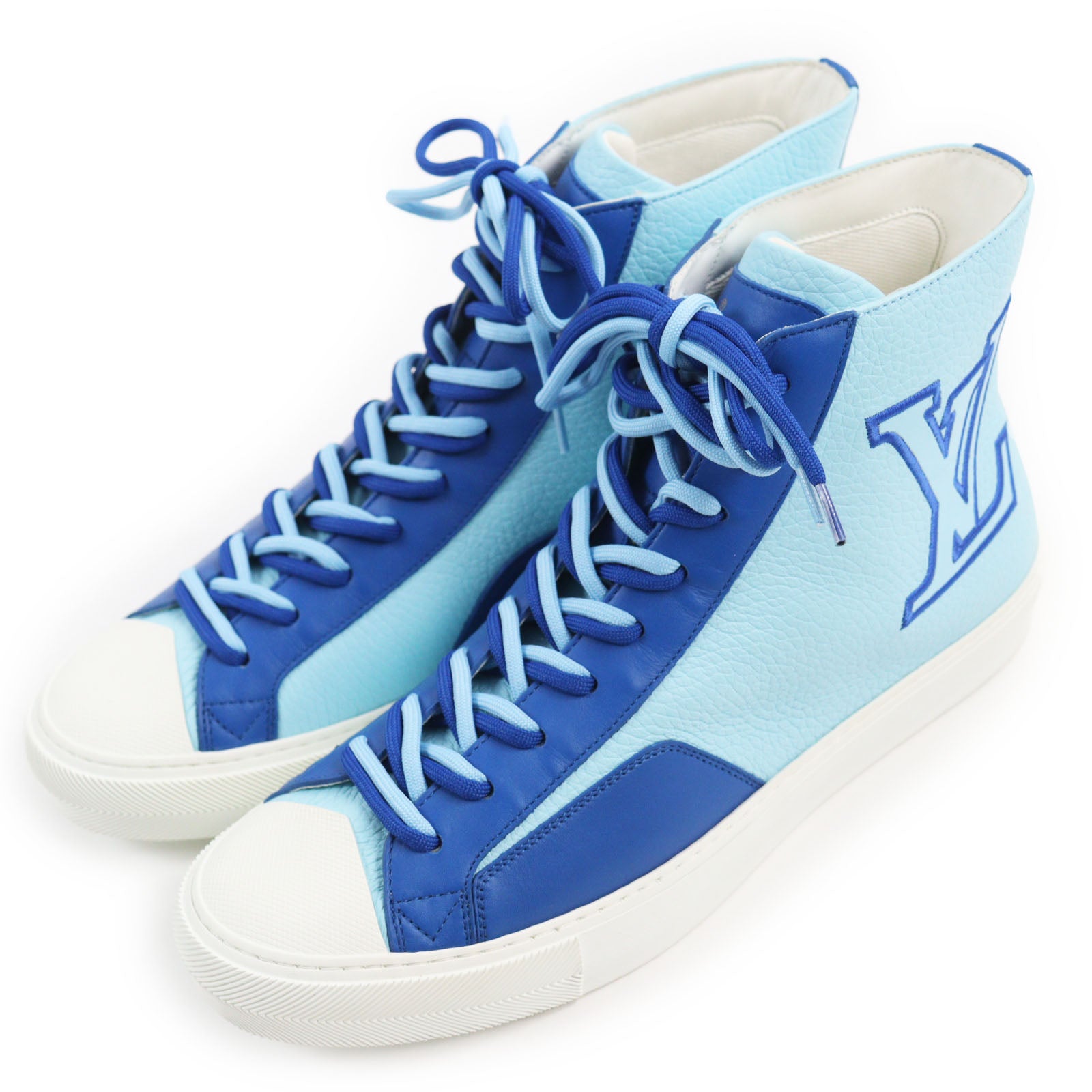 Louis Vuitton Leather High Cut Sneakers Blue