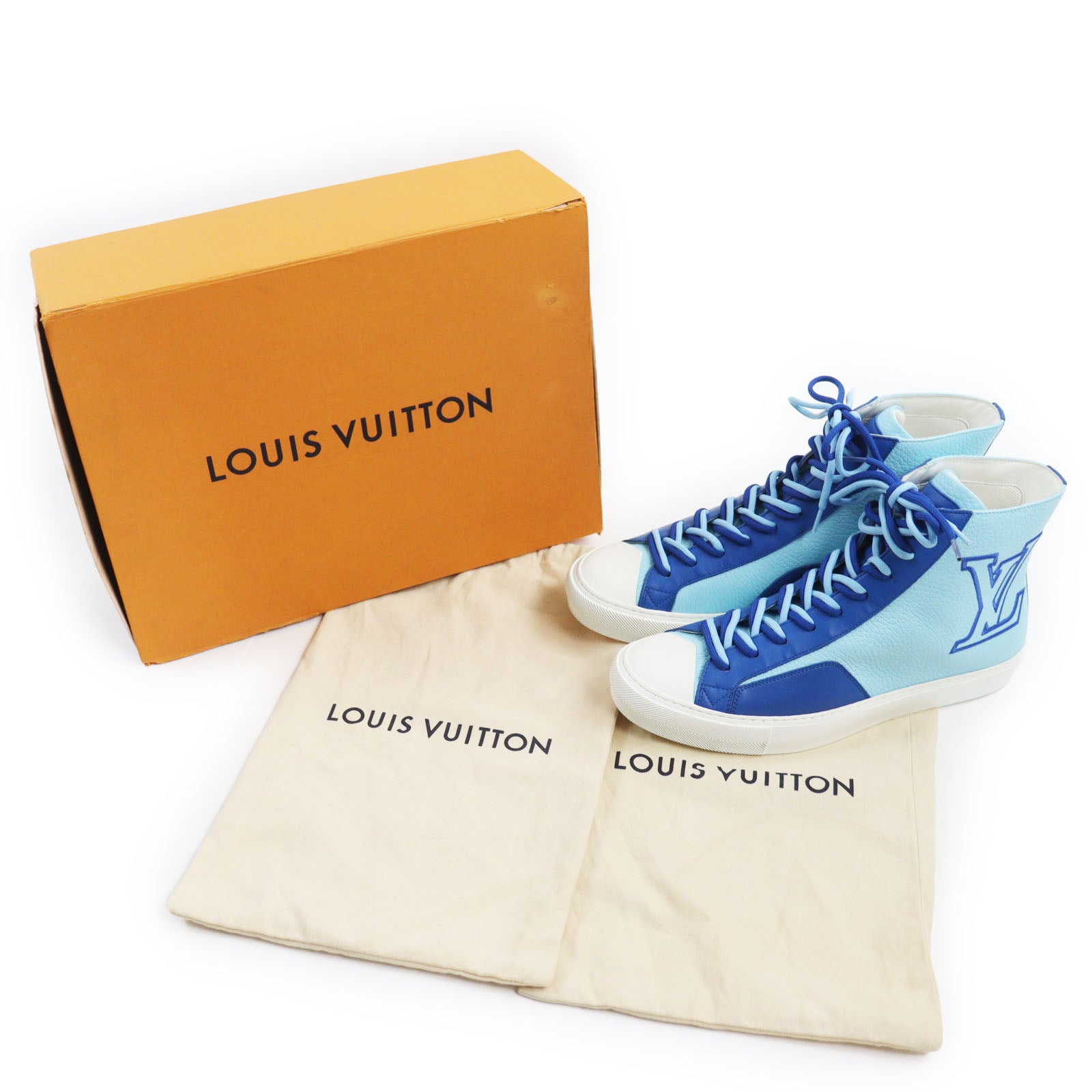 Louis Vuitton Leather High Cut Sneakers Blue