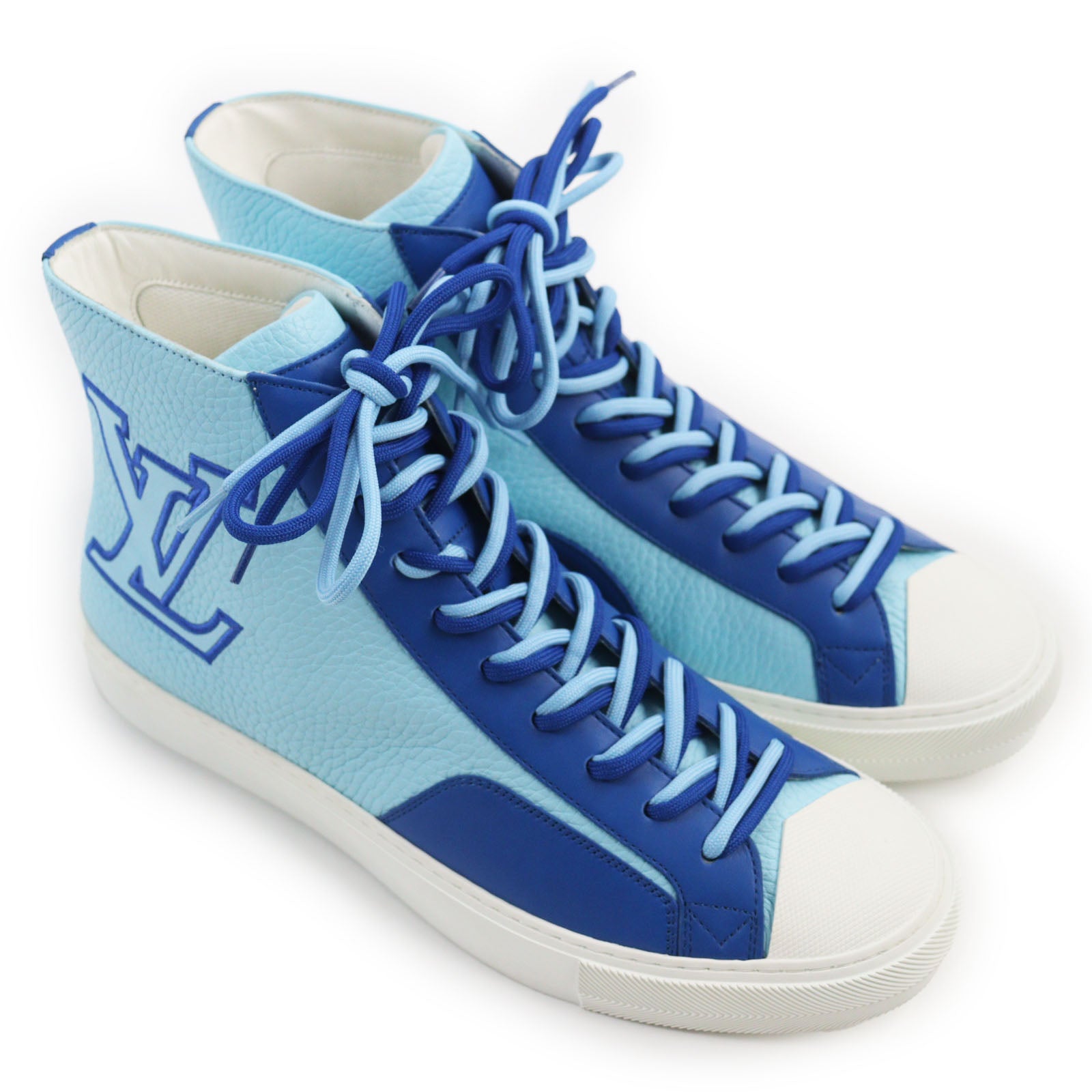 Louis Vuitton Leather High Cut Sneakers Blue