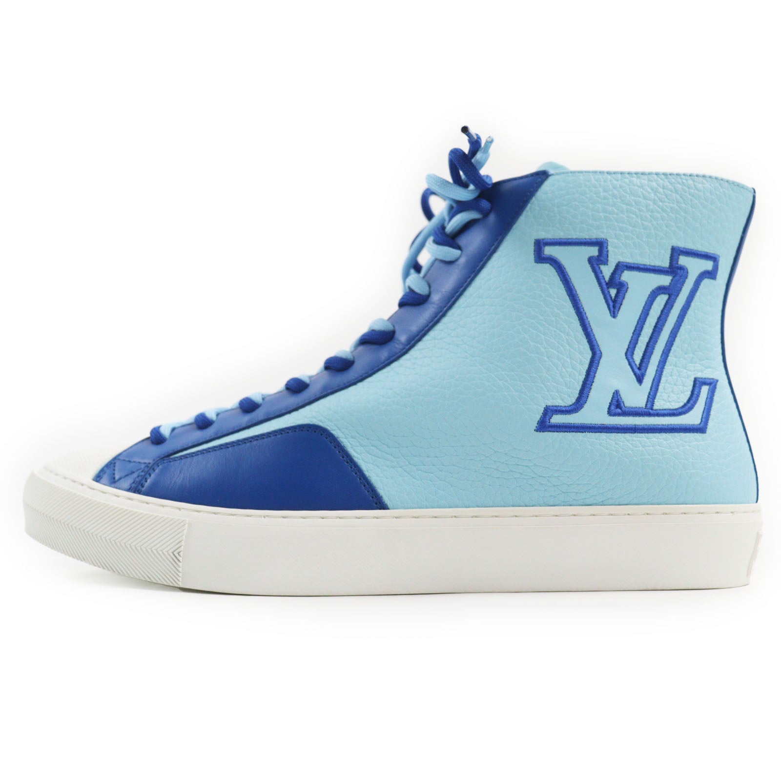 Louis Vuitton Leather High Cut Sneakers Blue