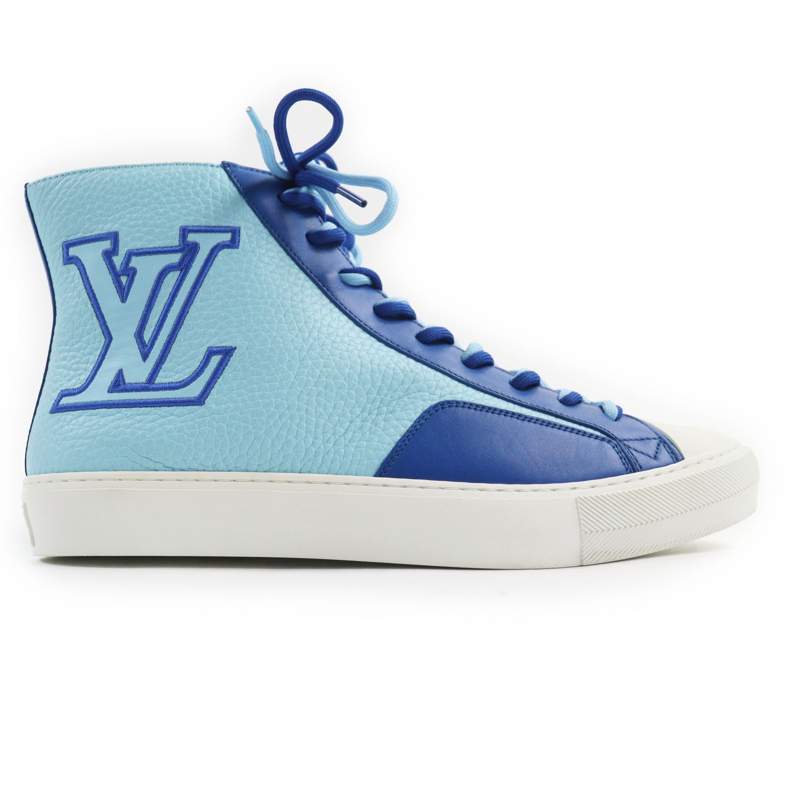 Louis Vuitton Leather High Cut Sneakers Blue