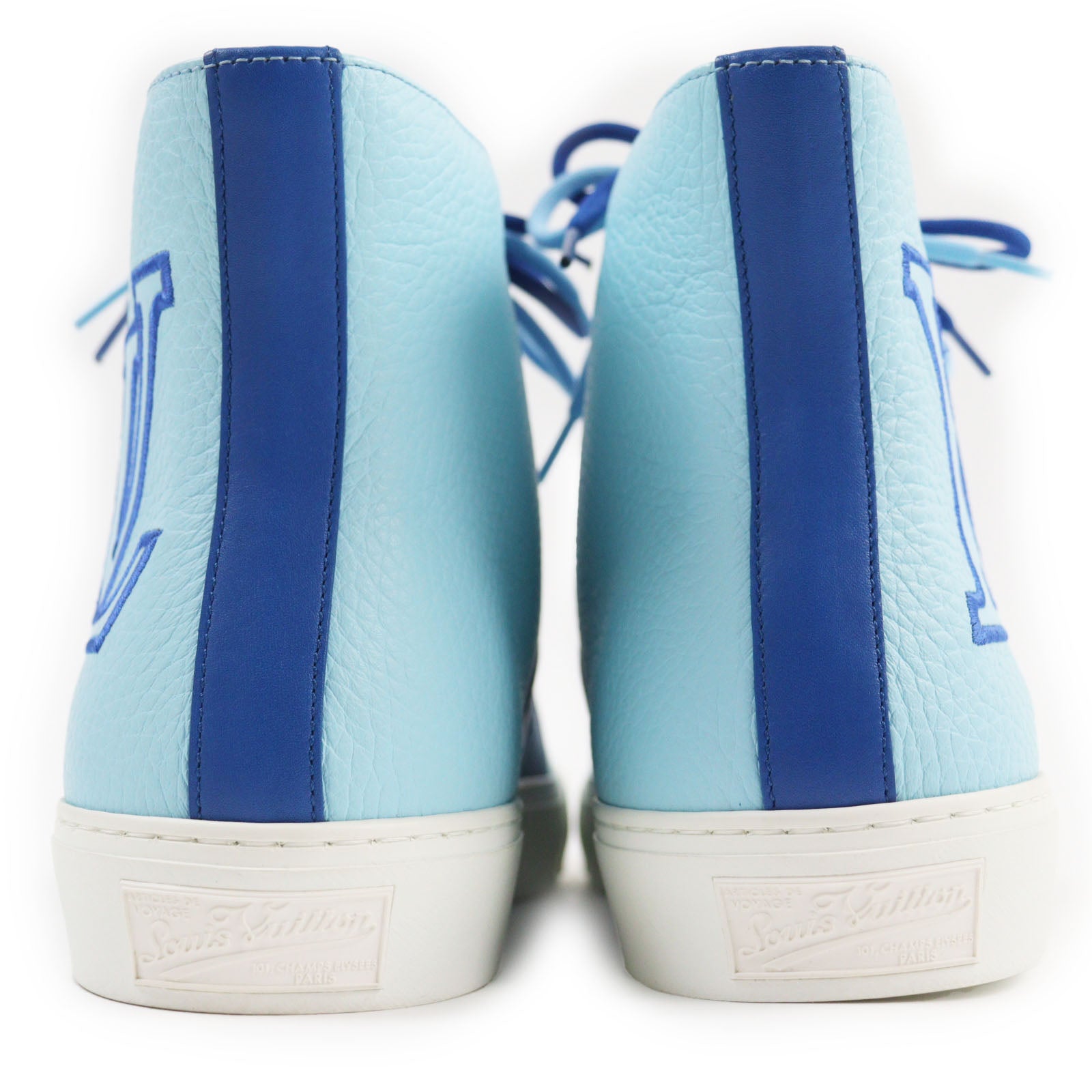 Louis Vuitton Leather High Cut Sneakers Blue