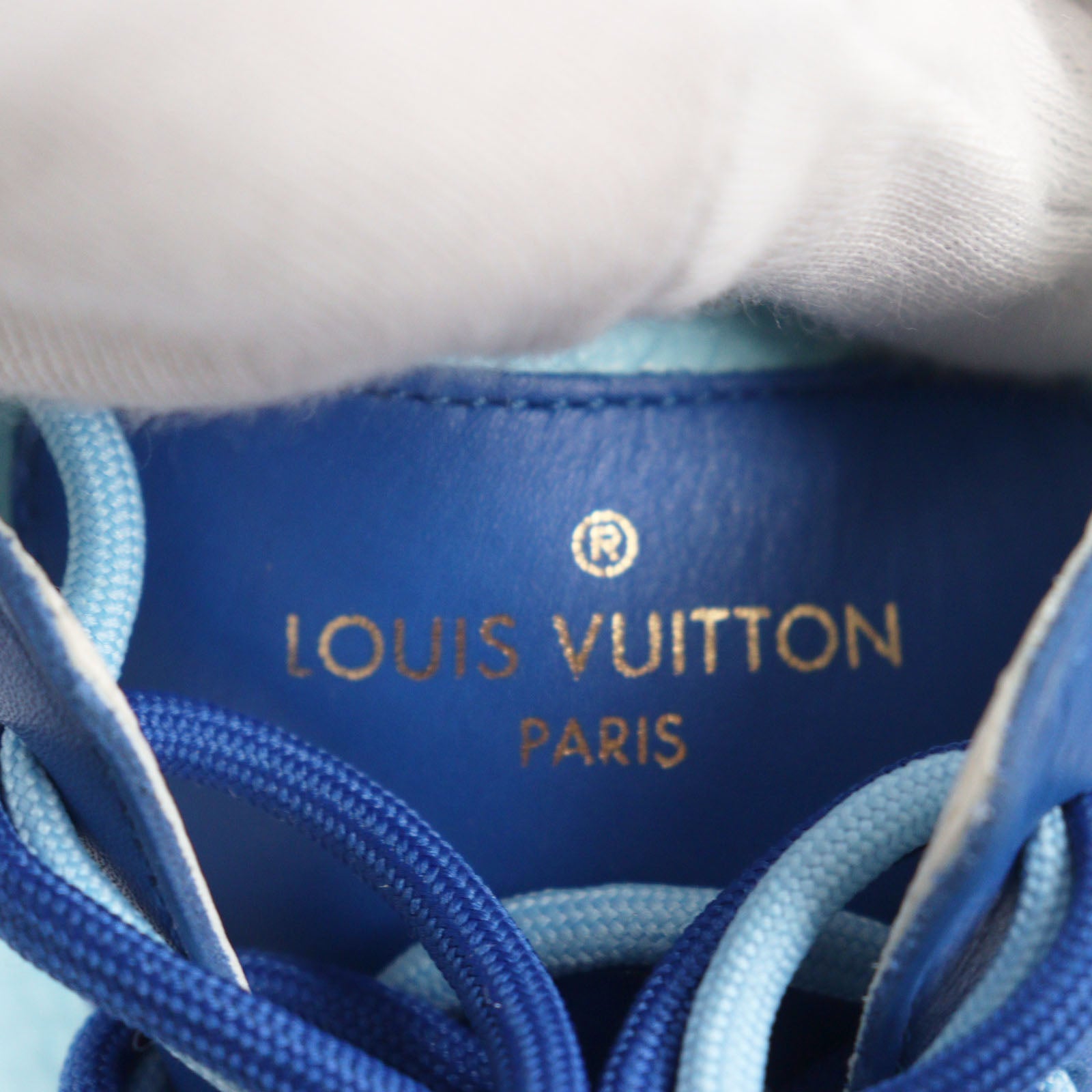 Louis Vuitton Leather High Cut Sneakers Blue