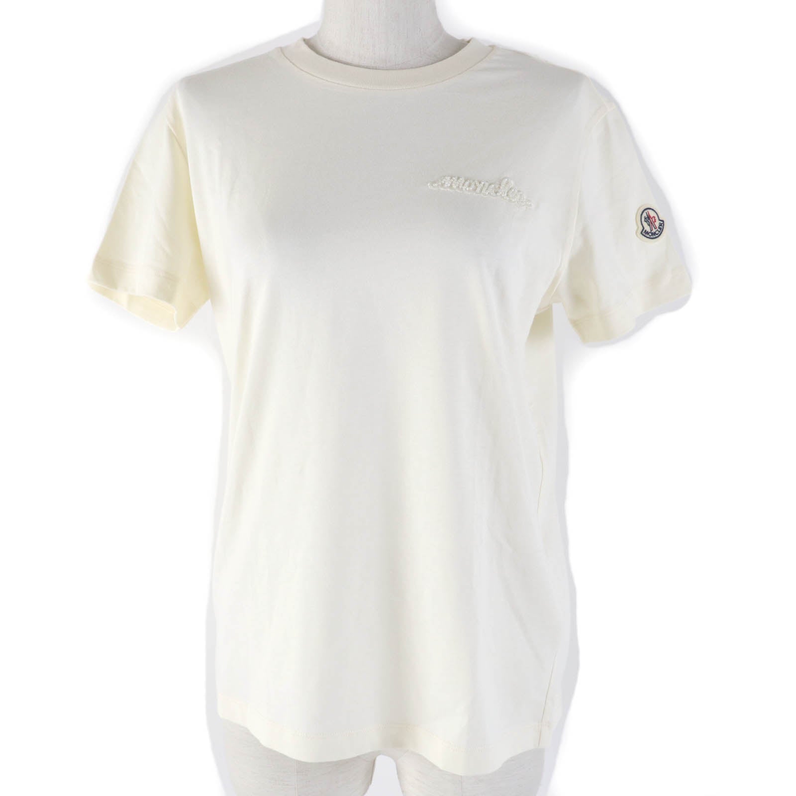 Moncler Cotton Logo Patch T-shirt Ivory S