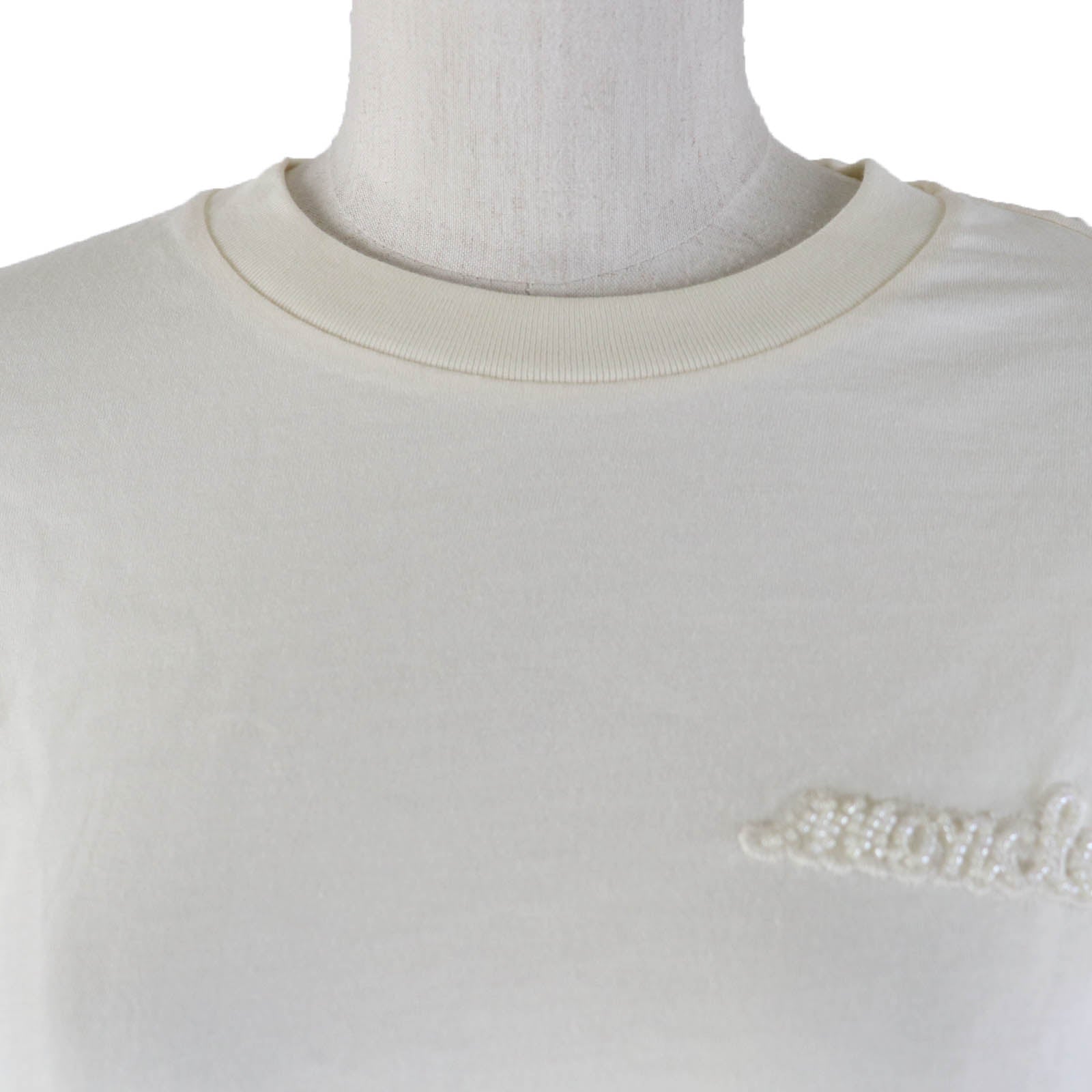 Moncler Cotton Logo Patch T-shirt Ivory S