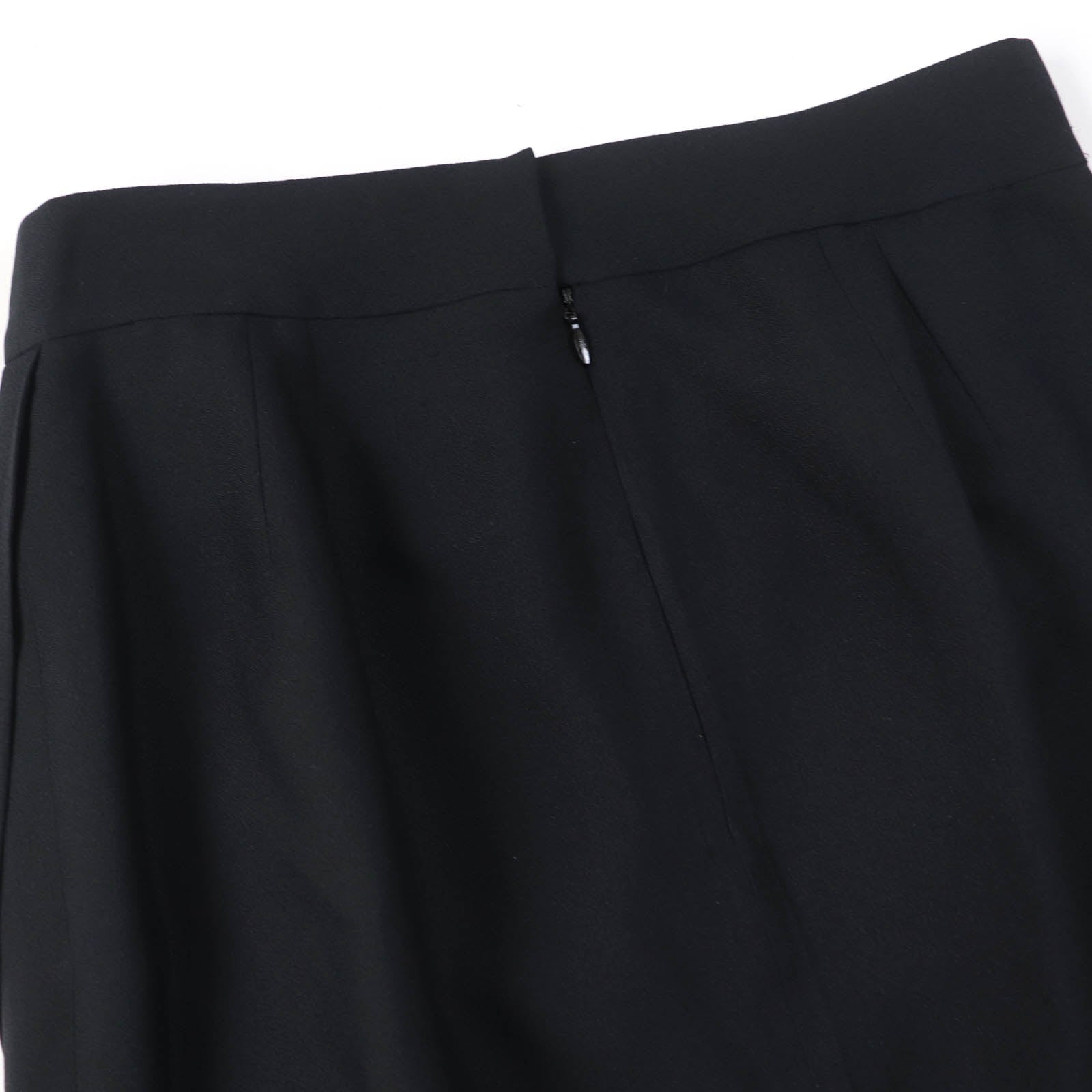 Chanel Silk Knee-Length Tight Skirt Black 40