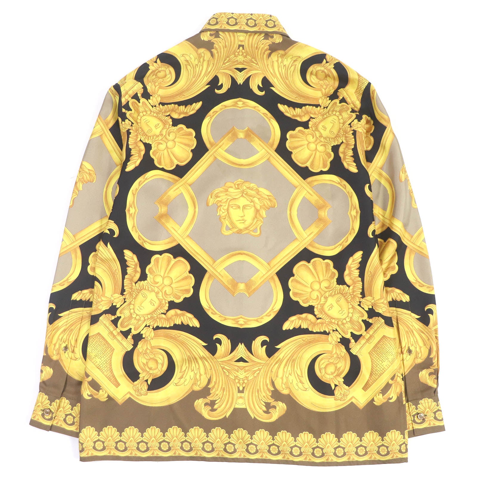 Versace Silk Medusa Baroque Shirt Brown 46