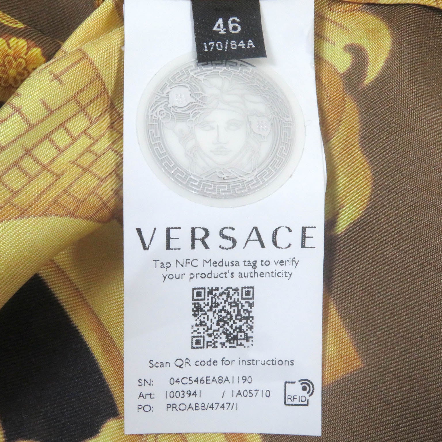 Versace Silk Medusa Baroque Shirt Brown 46