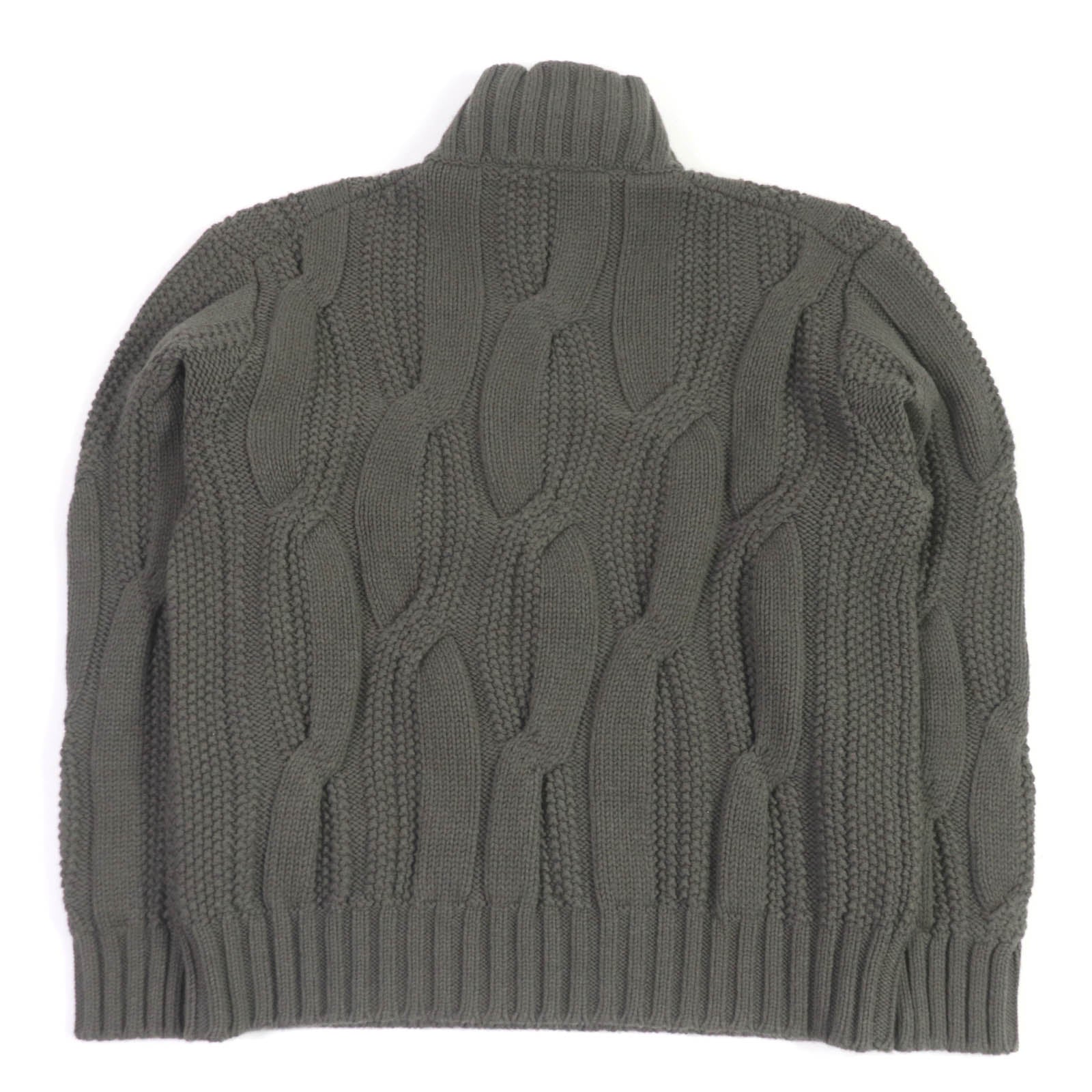 HERMES Wool Cashmere Half Zip Knit Charcoal XL