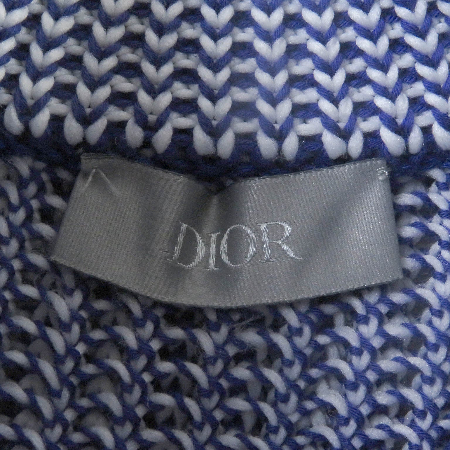 Dior Logo Patch Mock Neck Knit T-Shirt Navy M