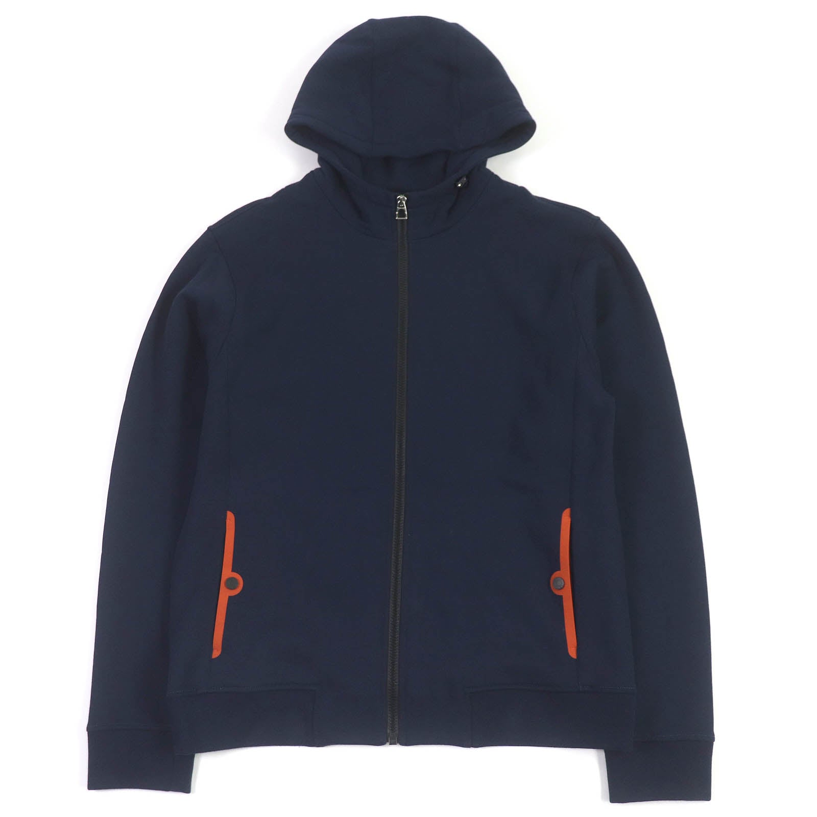 Hermes Fit Cotton Zip Up Parker Navy M