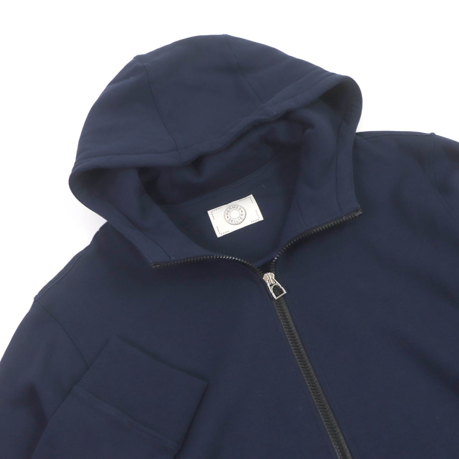 Hermes Fit Cotton Zip Up Parker Navy M