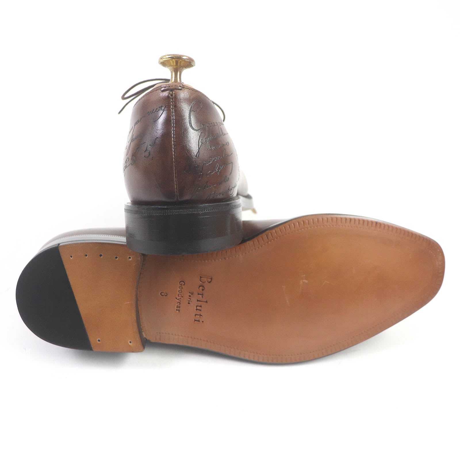 Berluti Calligraphy Scritto Leather Dress Shoes Brown