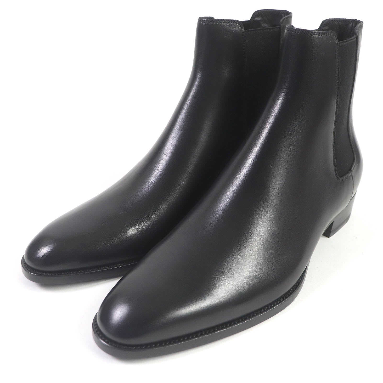 Saint Laurent Wyatt Leather Chelsea Boots Black 41.5