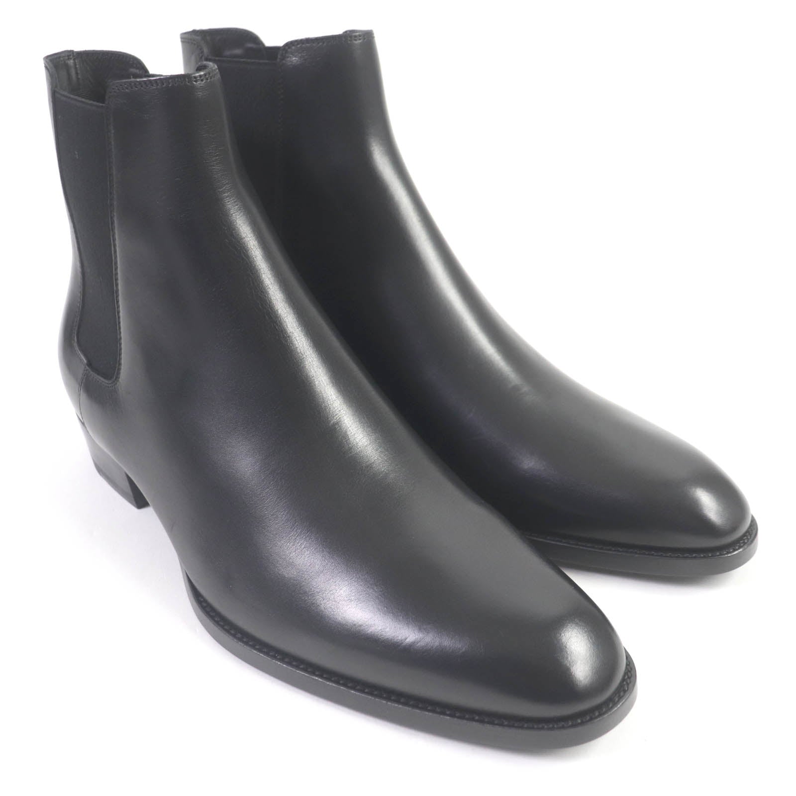 Saint Laurent Wyatt Leather Chelsea Boots Black 41.5