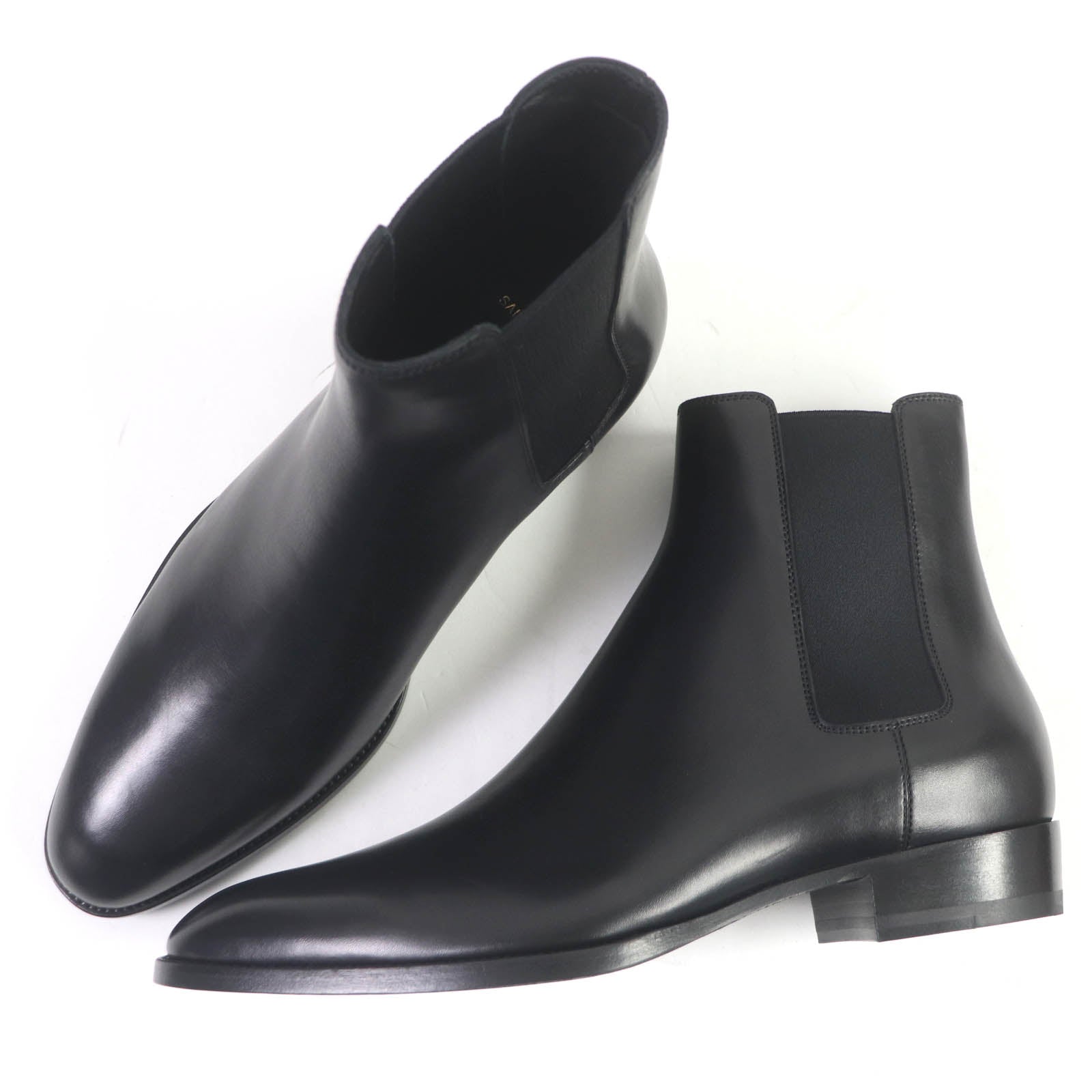 Saint Laurent Wyatt Leather Chelsea Boots Black 41.5