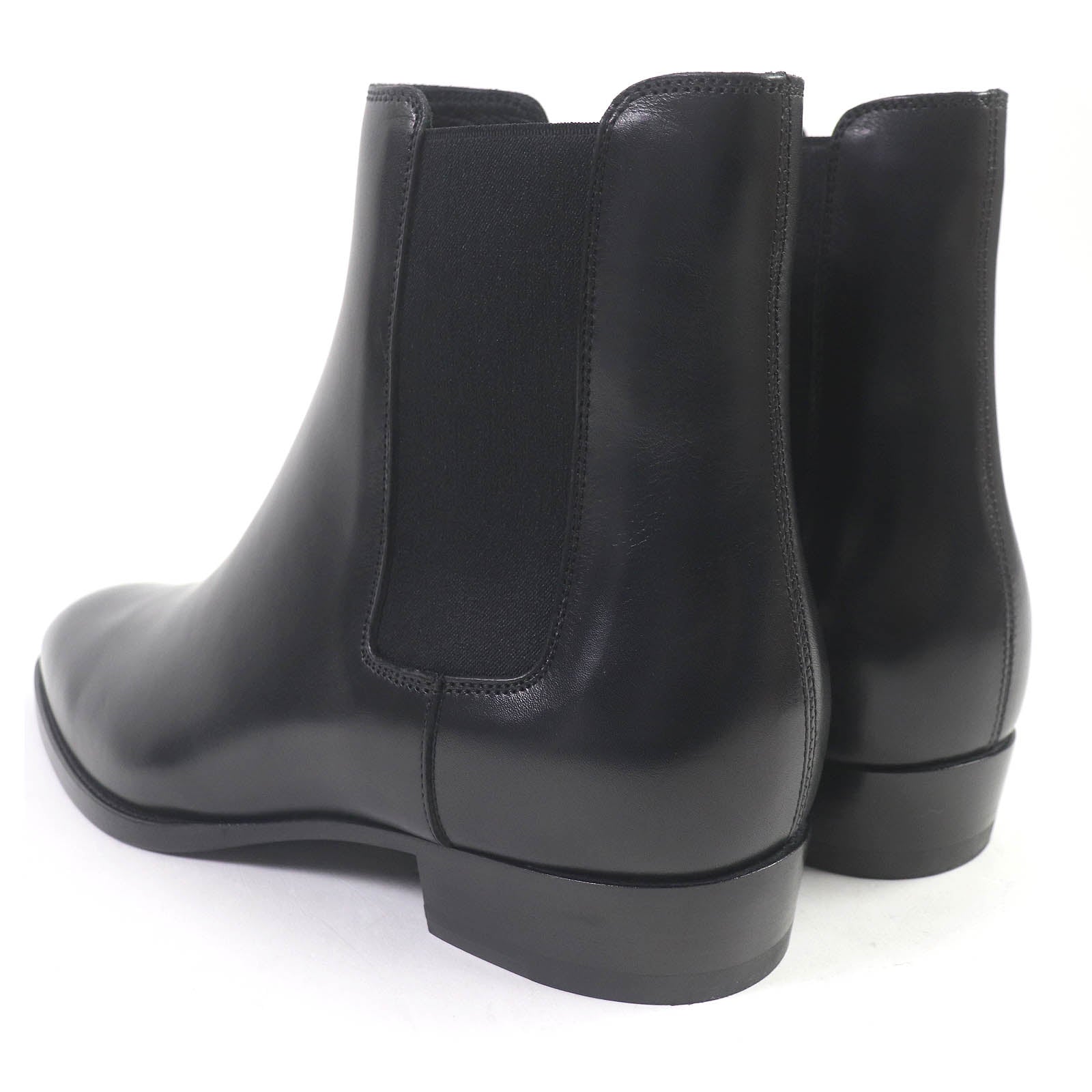 Saint Laurent Wyatt Leather Chelsea Boots Black 41.5