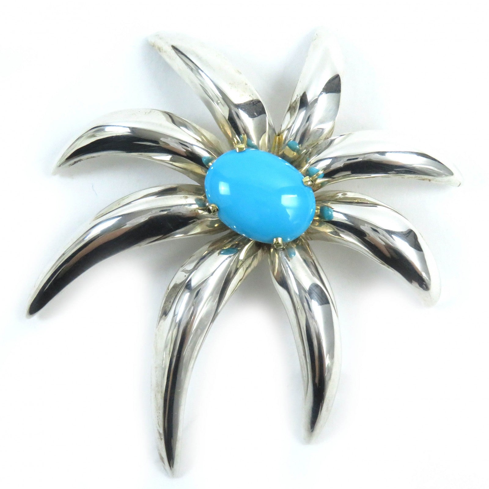 Tiffany & Co Fireworks Combi Brooch Silver Gold Turquoise