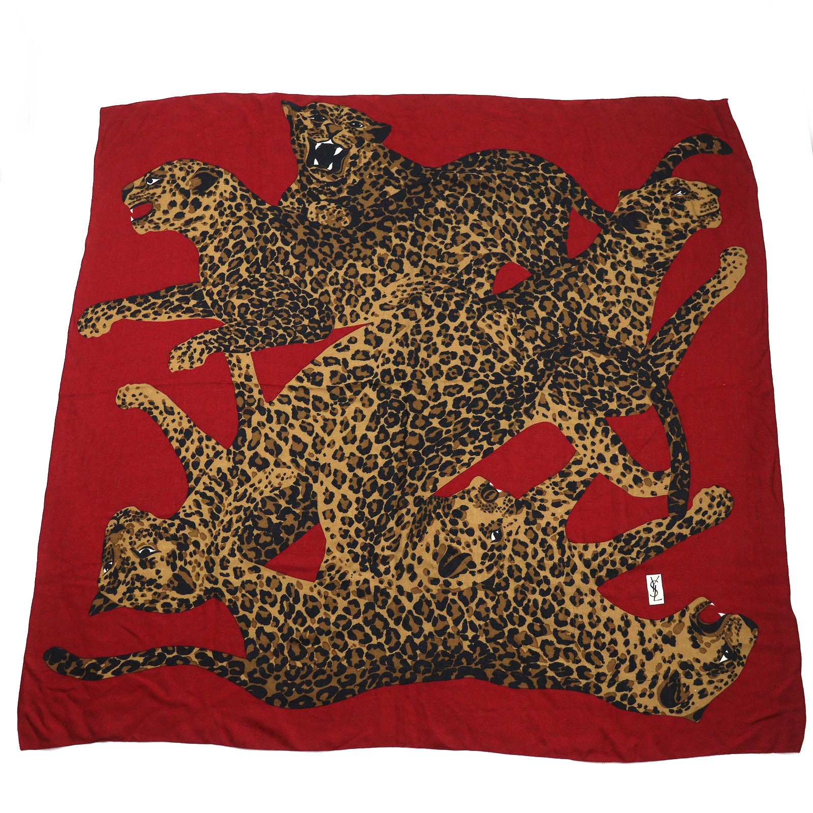 Yves Saint Laurent Wool Silk Leopard Shawl