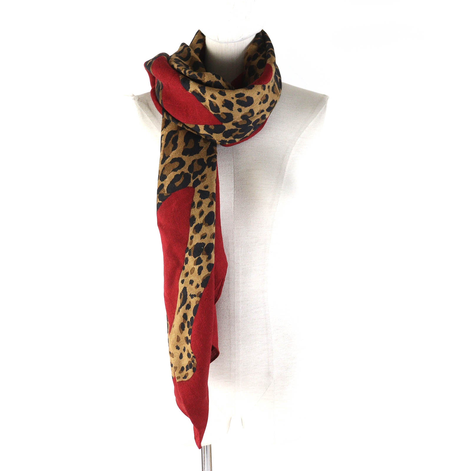 Yves Saint Laurent Wool Silk Leopard Shawl