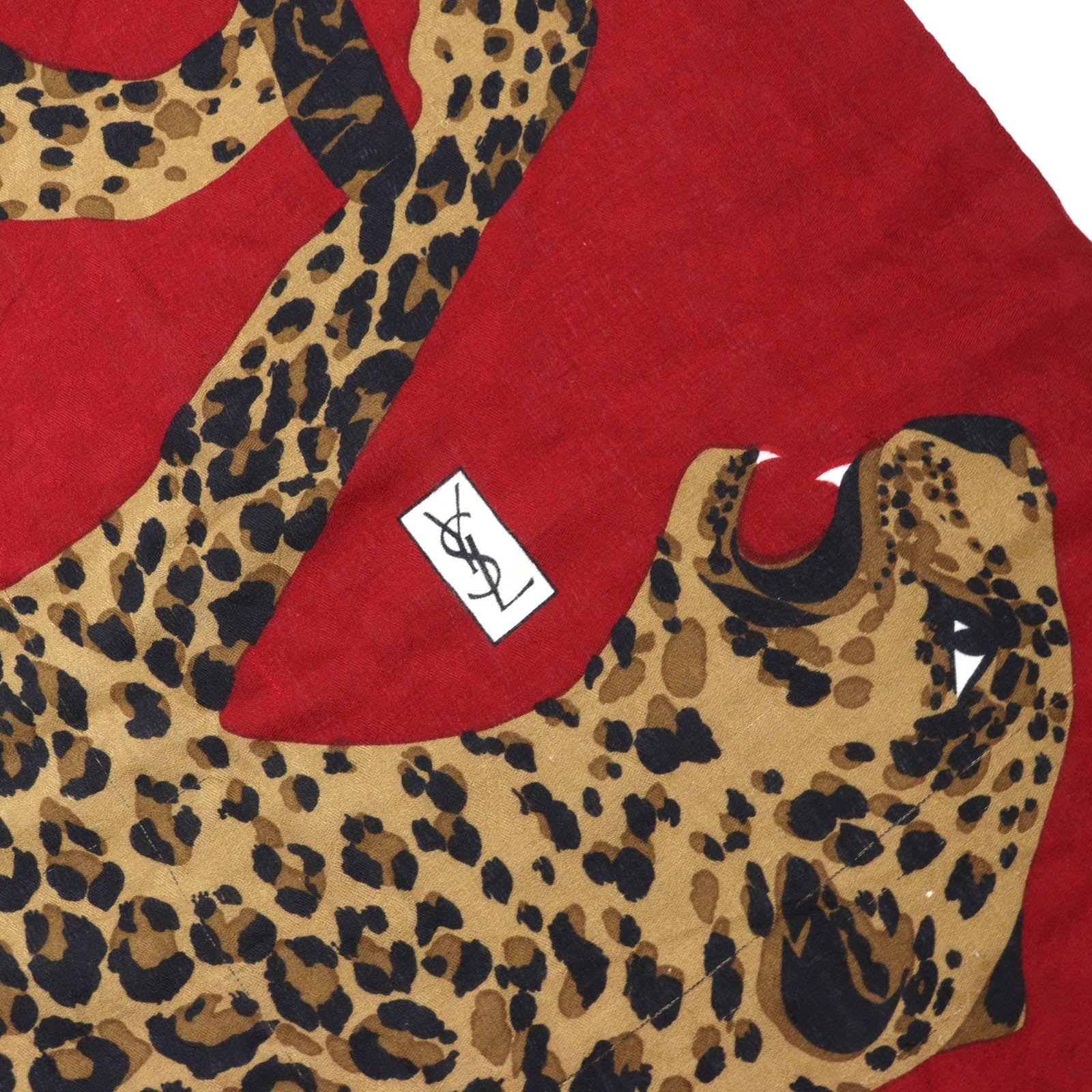 Yves Saint Laurent Wool Silk Leopard Shawl