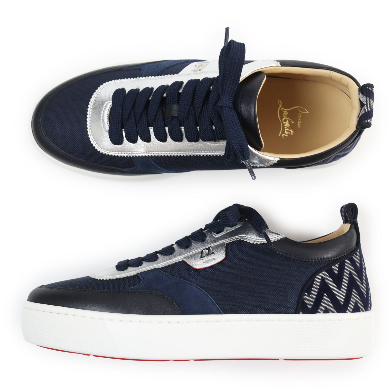 Christian Louboutin HAPPY RUI Sneakers Navy Silver