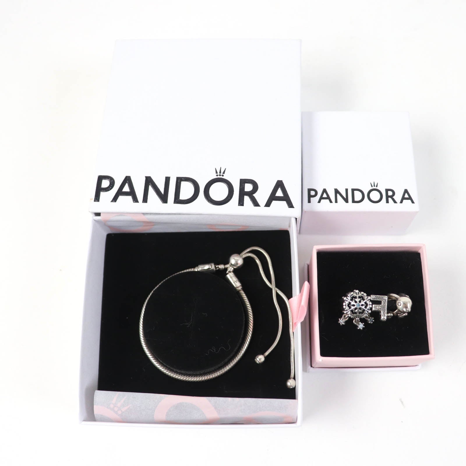 PANDORA Charm Set Snake Chain Slider Bracelet