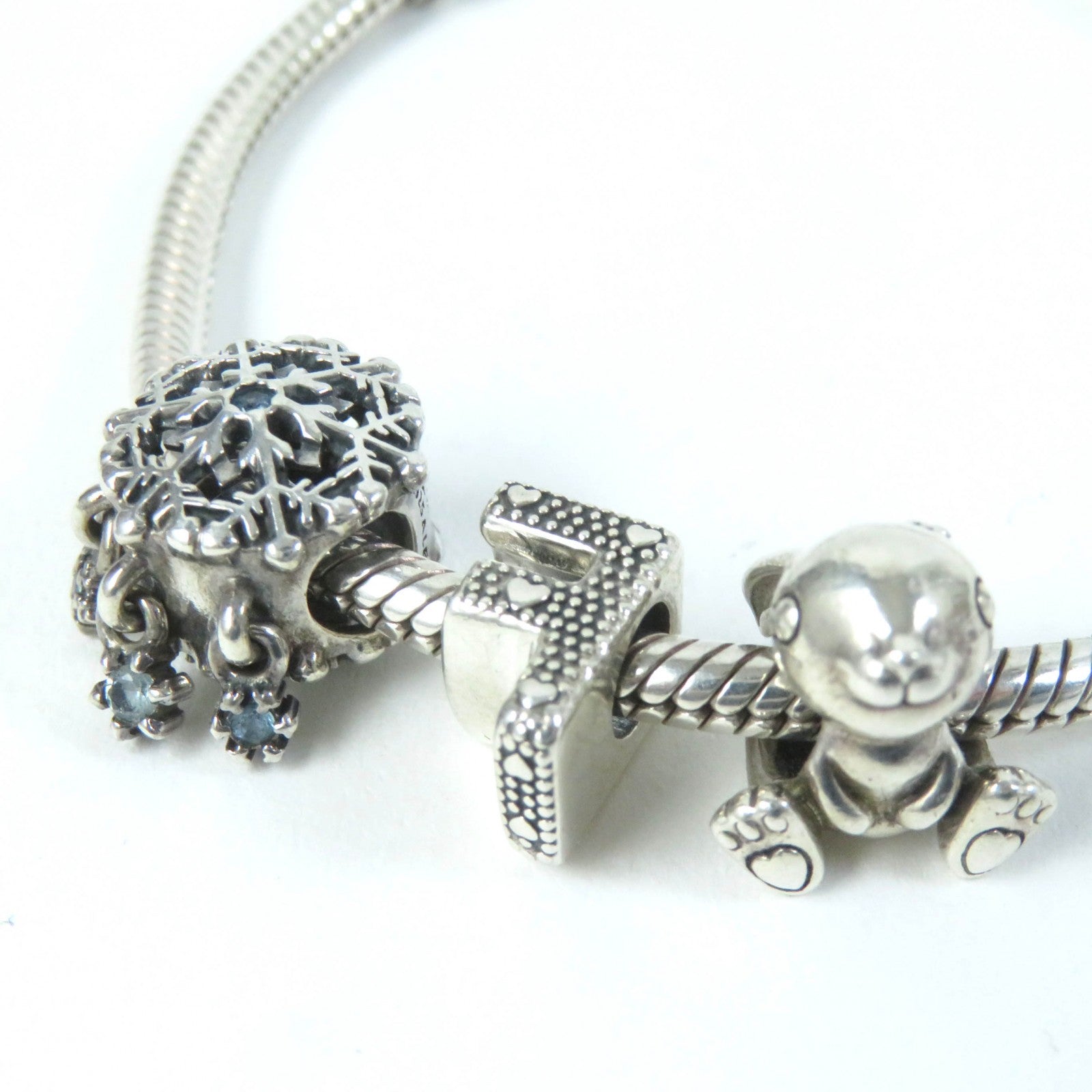 PANDORA Charm Set Snake Chain Slider Bracelet