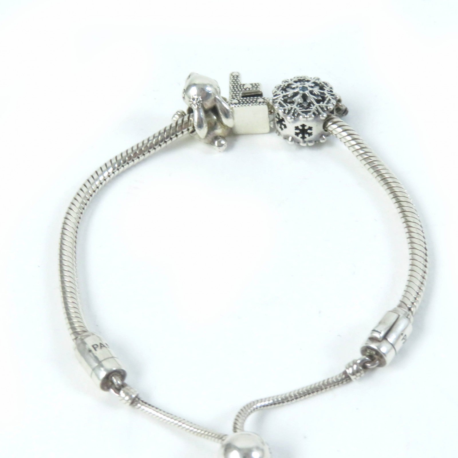 PANDORA Charm Set Snake Chain Slider Bracelet