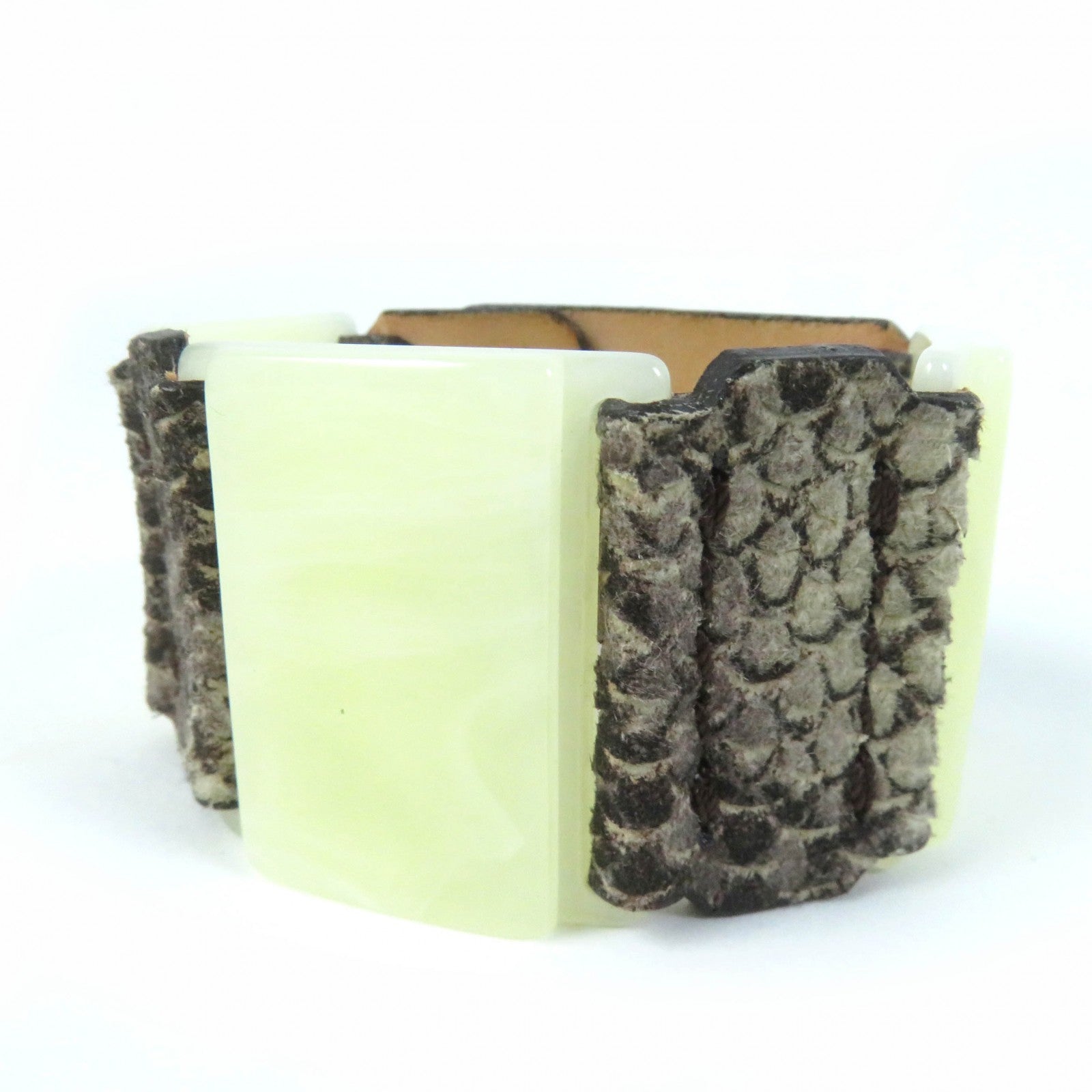 Y's Python-embossed Leather Bangle Coin Purse