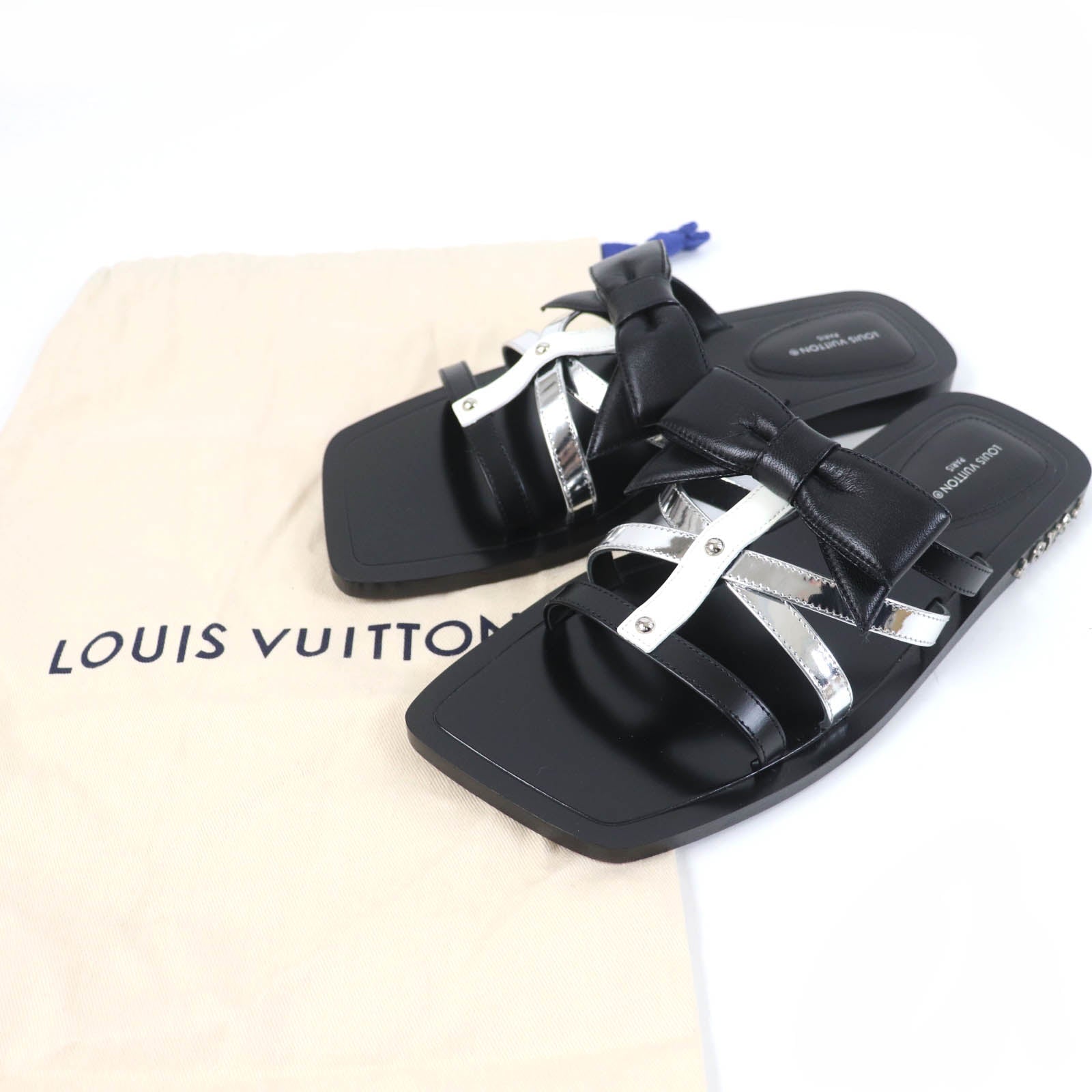 Louis Vuitton Peplum Line Leather Sandals Black