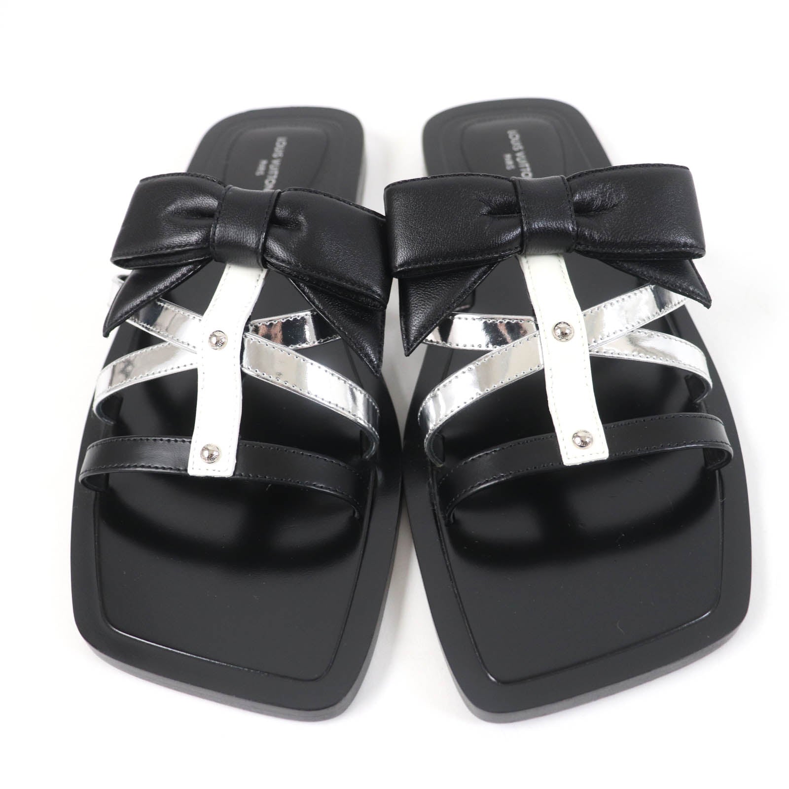 Louis Vuitton Peplum Line Leather Sandals Black