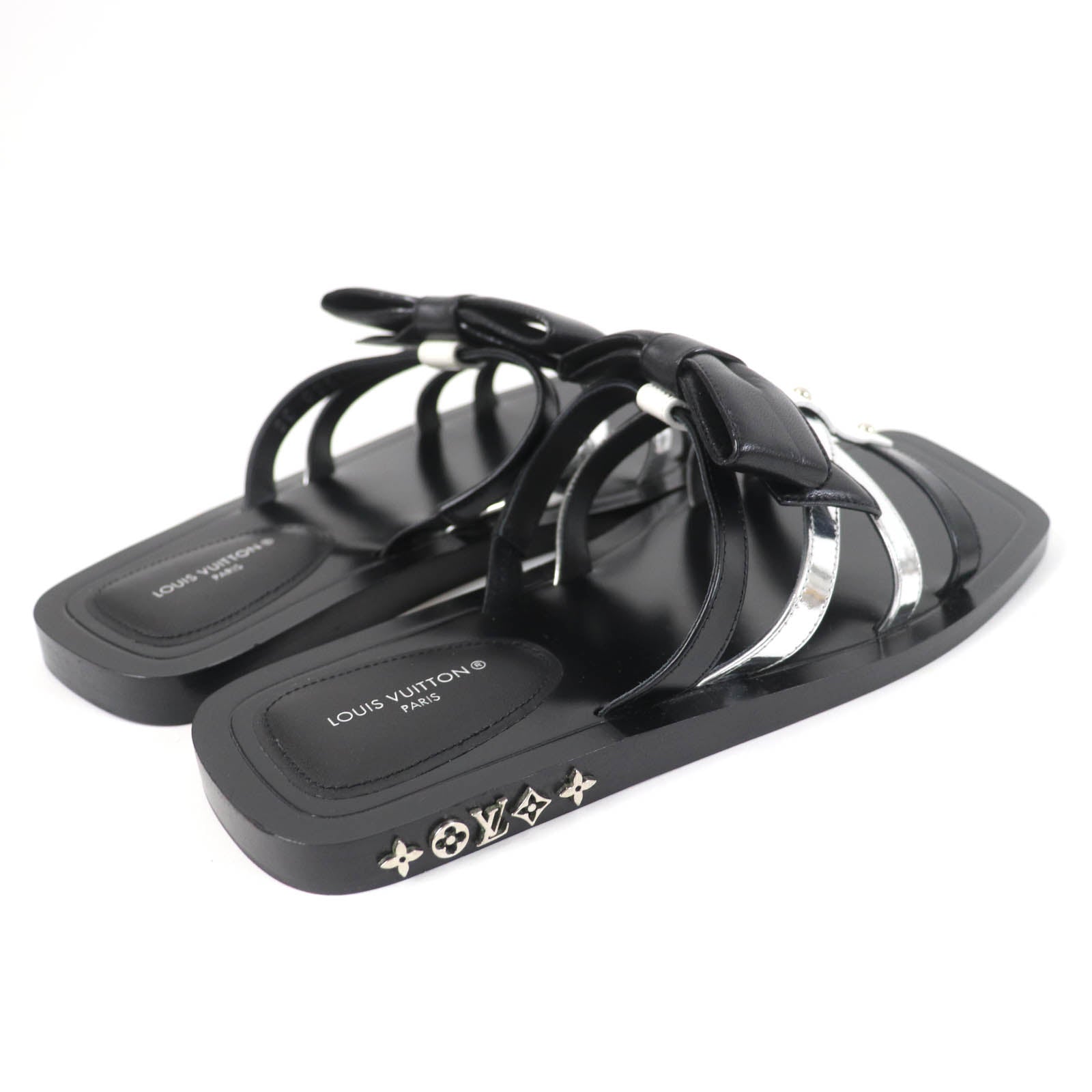 Louis Vuitton Peplum Line Leather Sandals Black