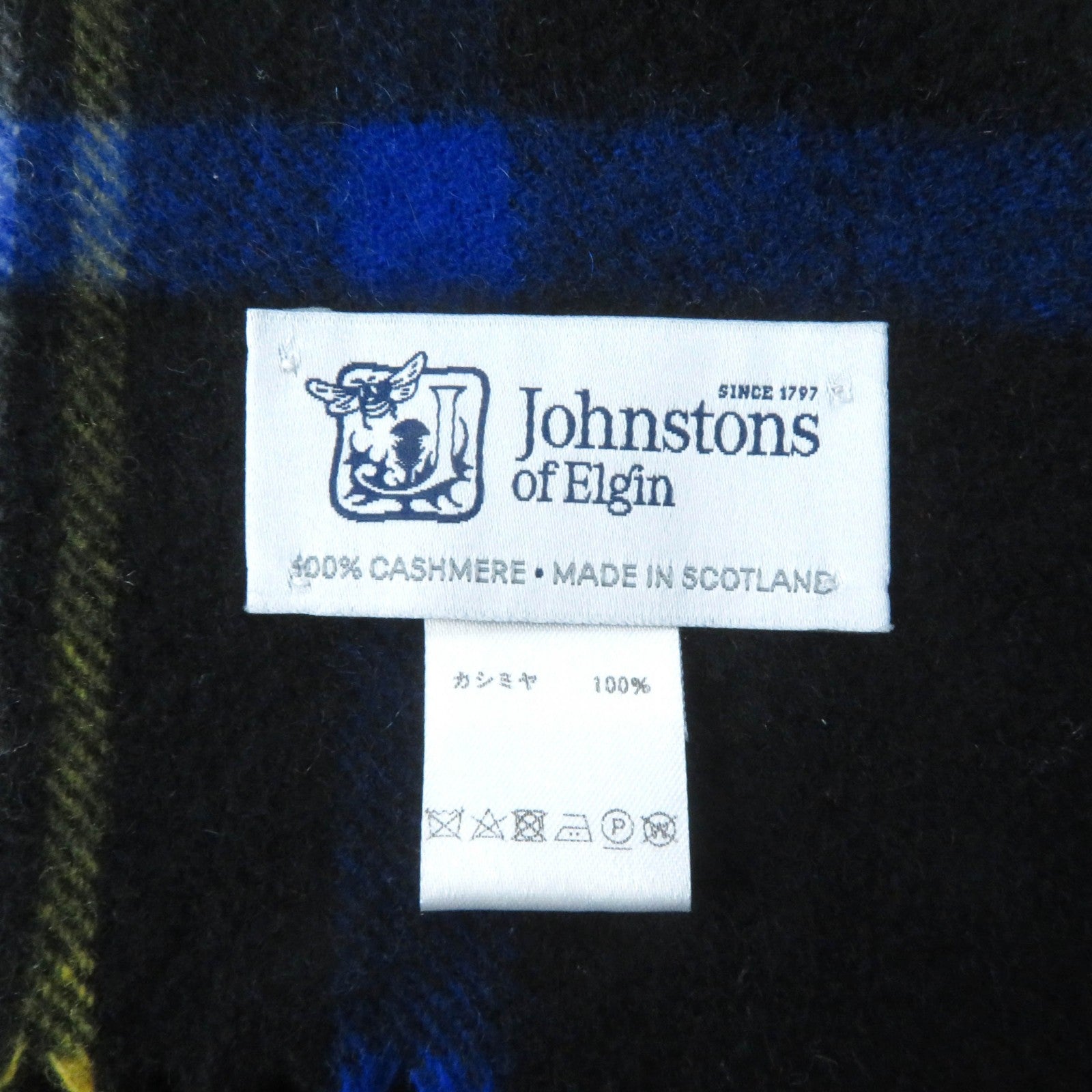 Johnstons Cashmere Check Fringe Scarf