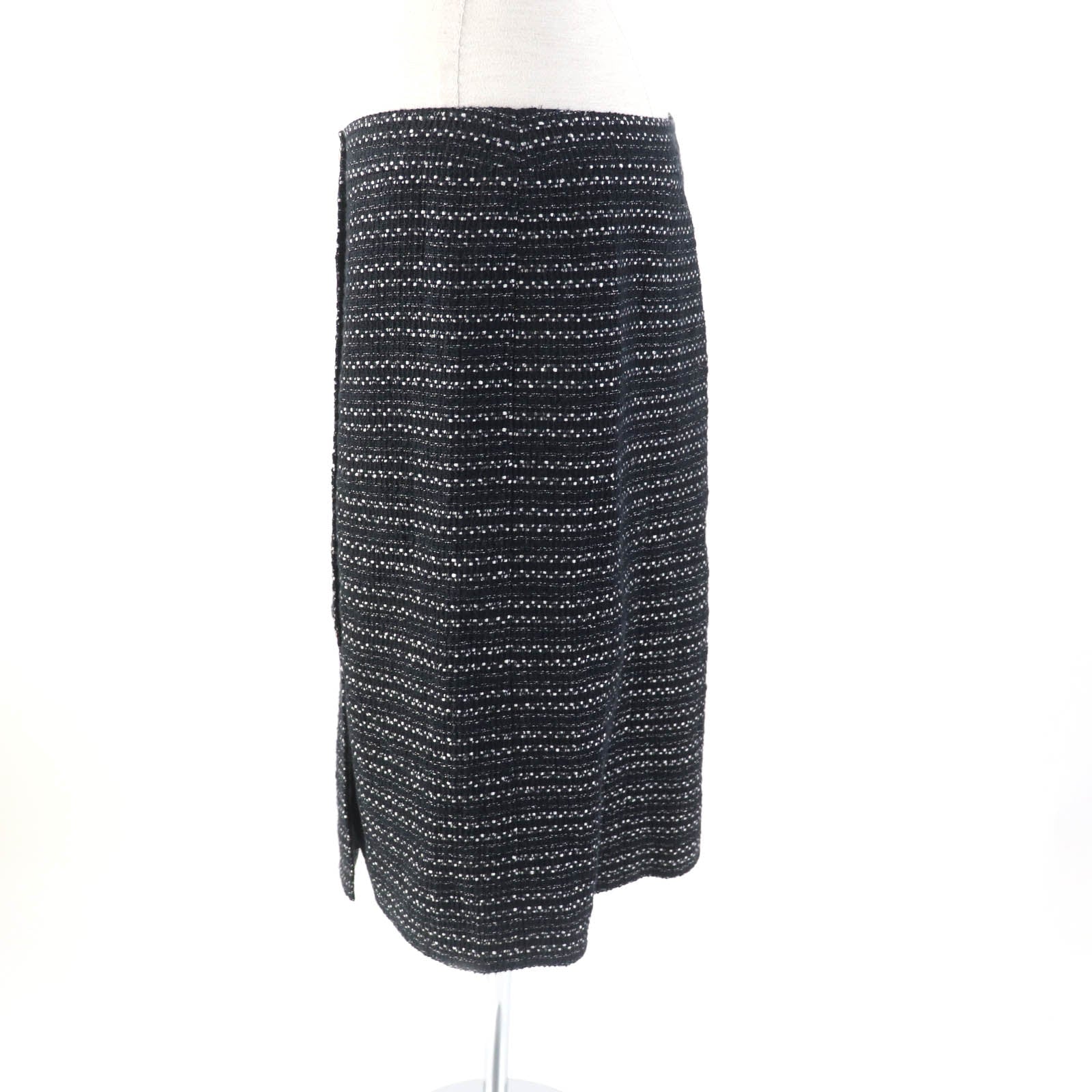 Chanel Tweed Wrap Skirt Black White 38