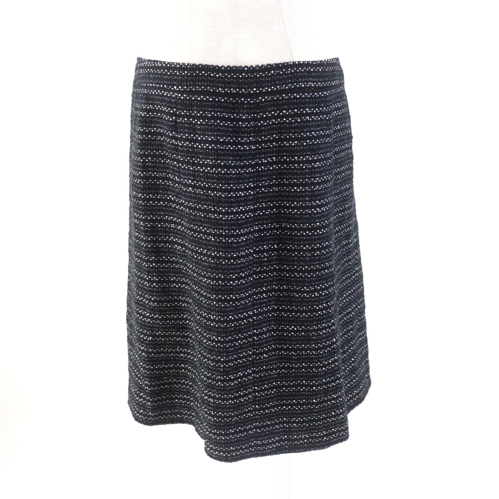 Chanel Tweed Wrap Skirt Black White 38