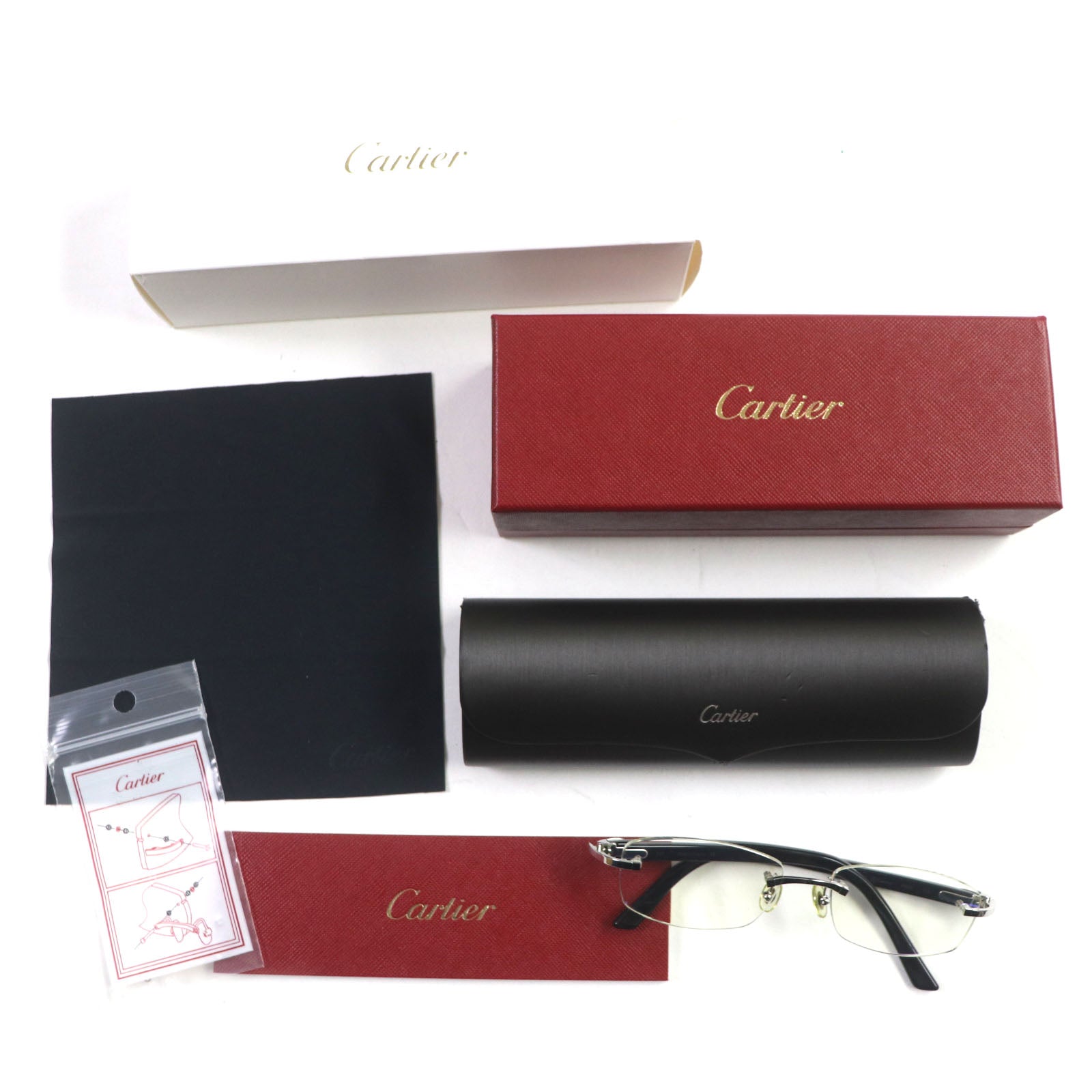 Cartier Logo Colored Lens Sunglasses Black Silver