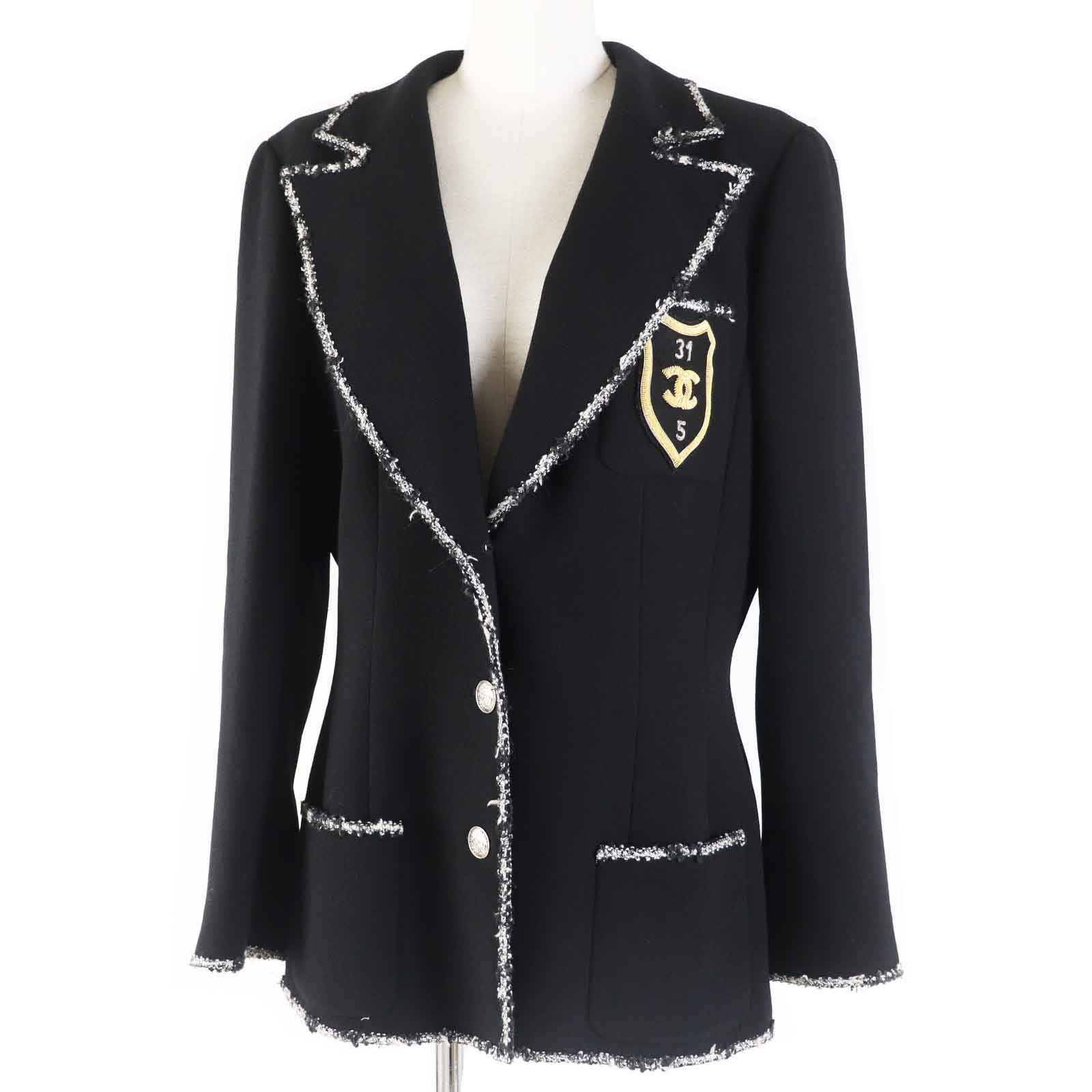 Chanel Wool COCO Mark Emblem Jacket Black