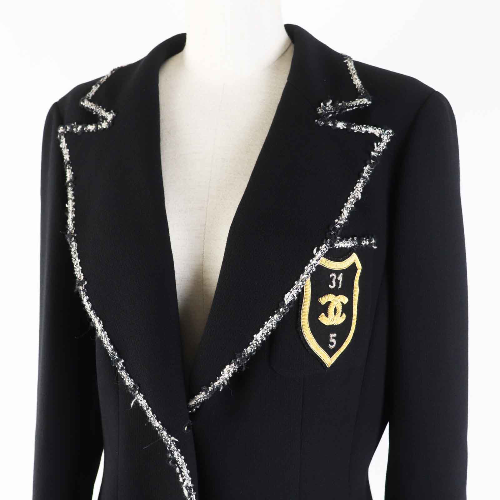 Chanel Wool COCO Mark Emblem Jacket Black