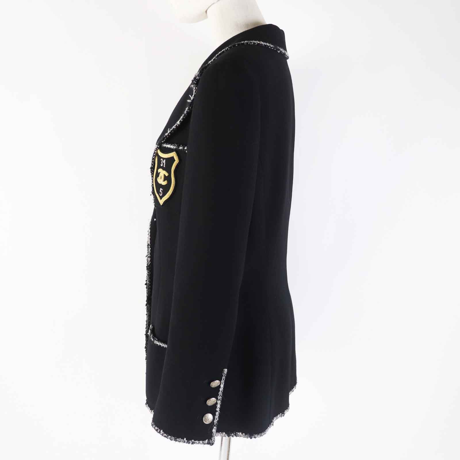 Chanel Wool COCO Mark Emblem Jacket Black