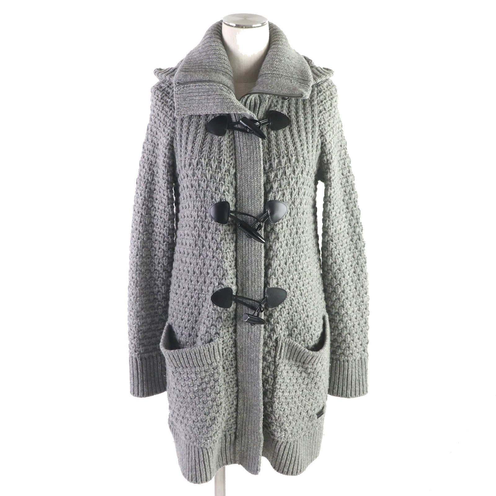 Burberry Wool Cashmere Hooded Knit Duffel Coat